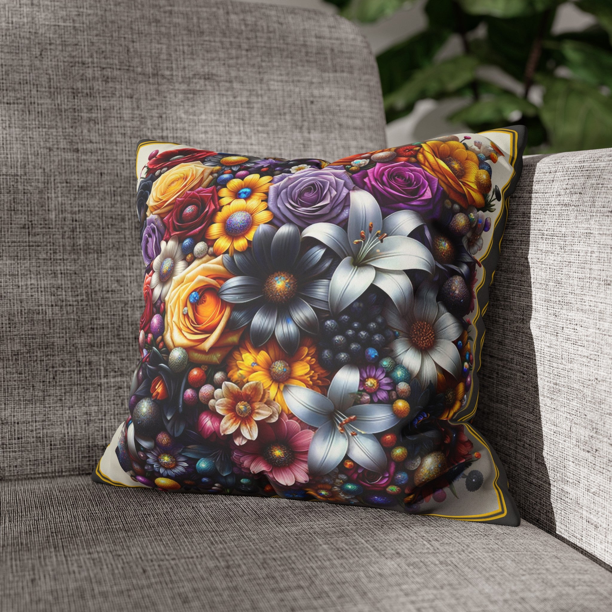 Colourful Bouquet (2) - Suede Square Pillowcase