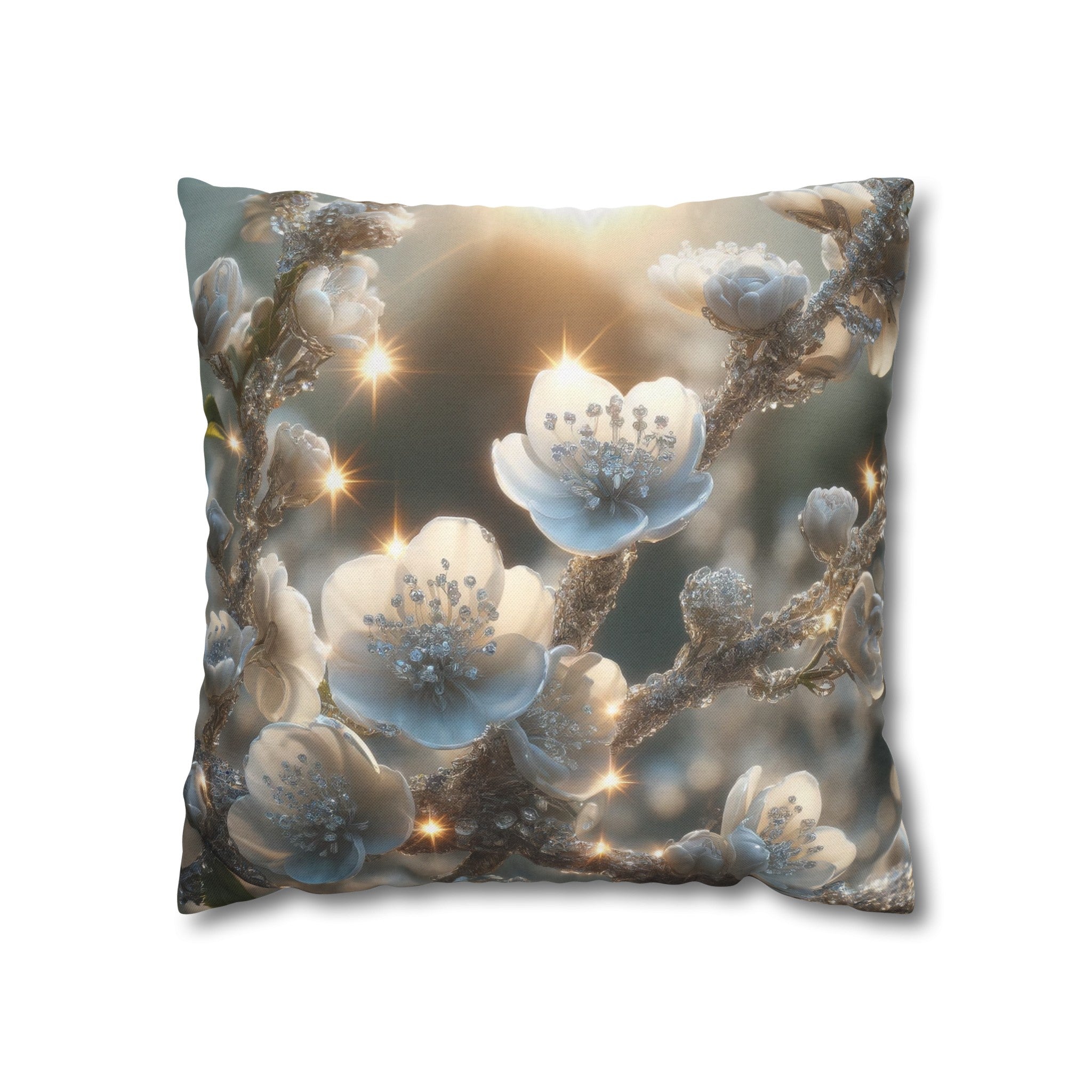 White diamond flowers (1) - Polyester Square Pillowcase