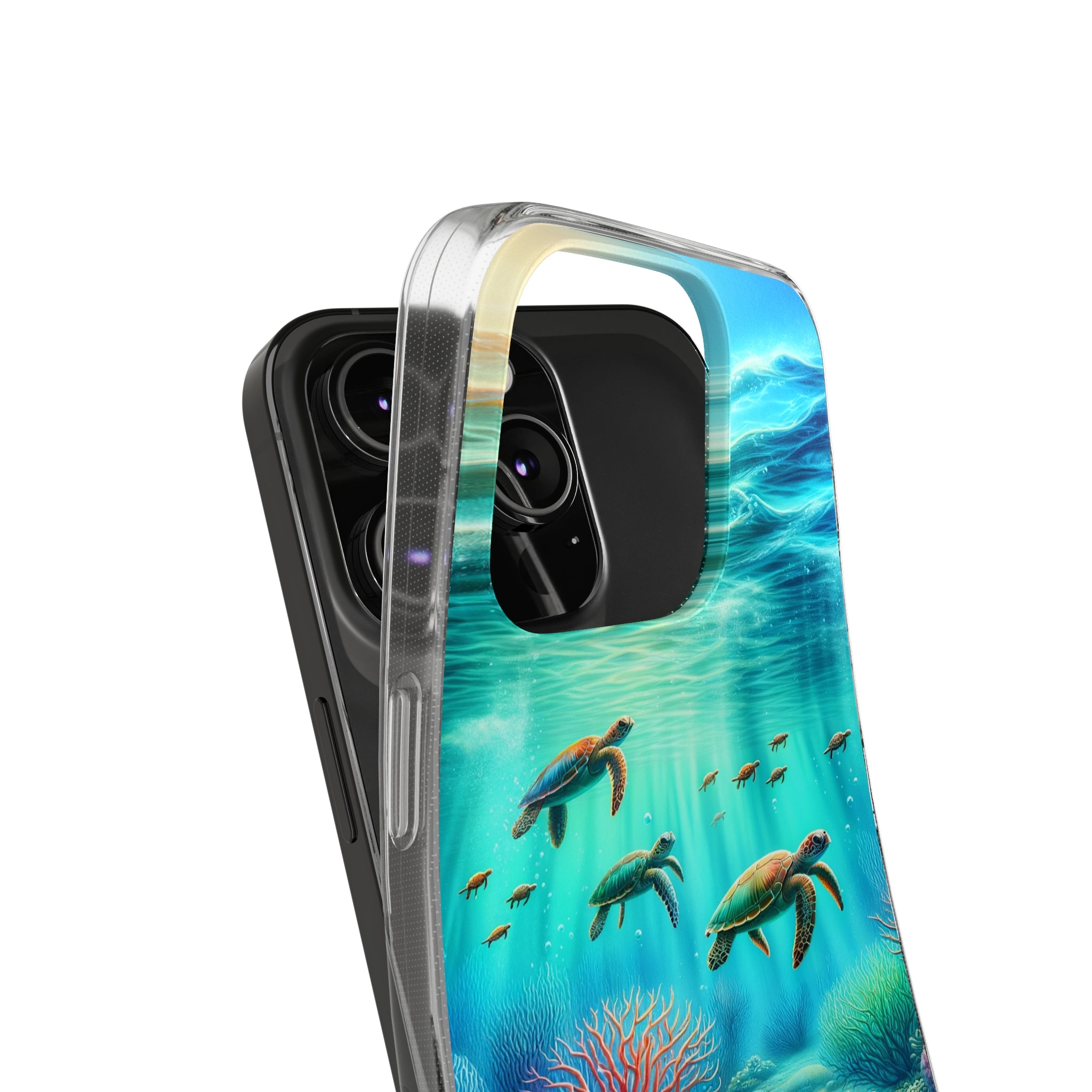 Turtles and coral reef - Soft Phone Case