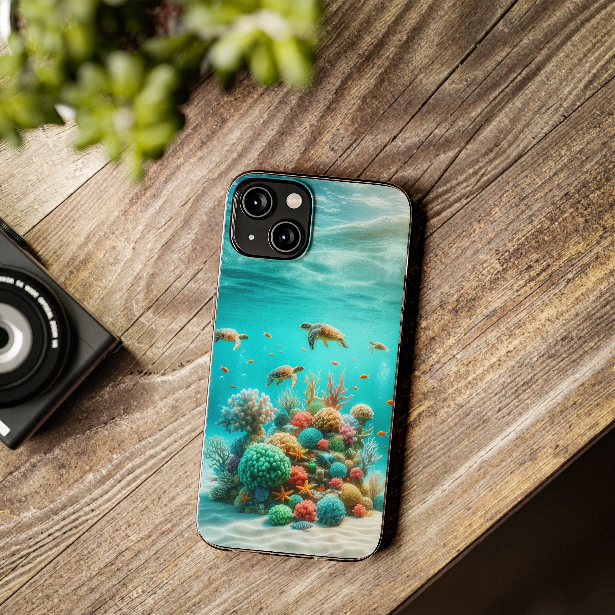 Turtles on coral reef - Soft Phone Case