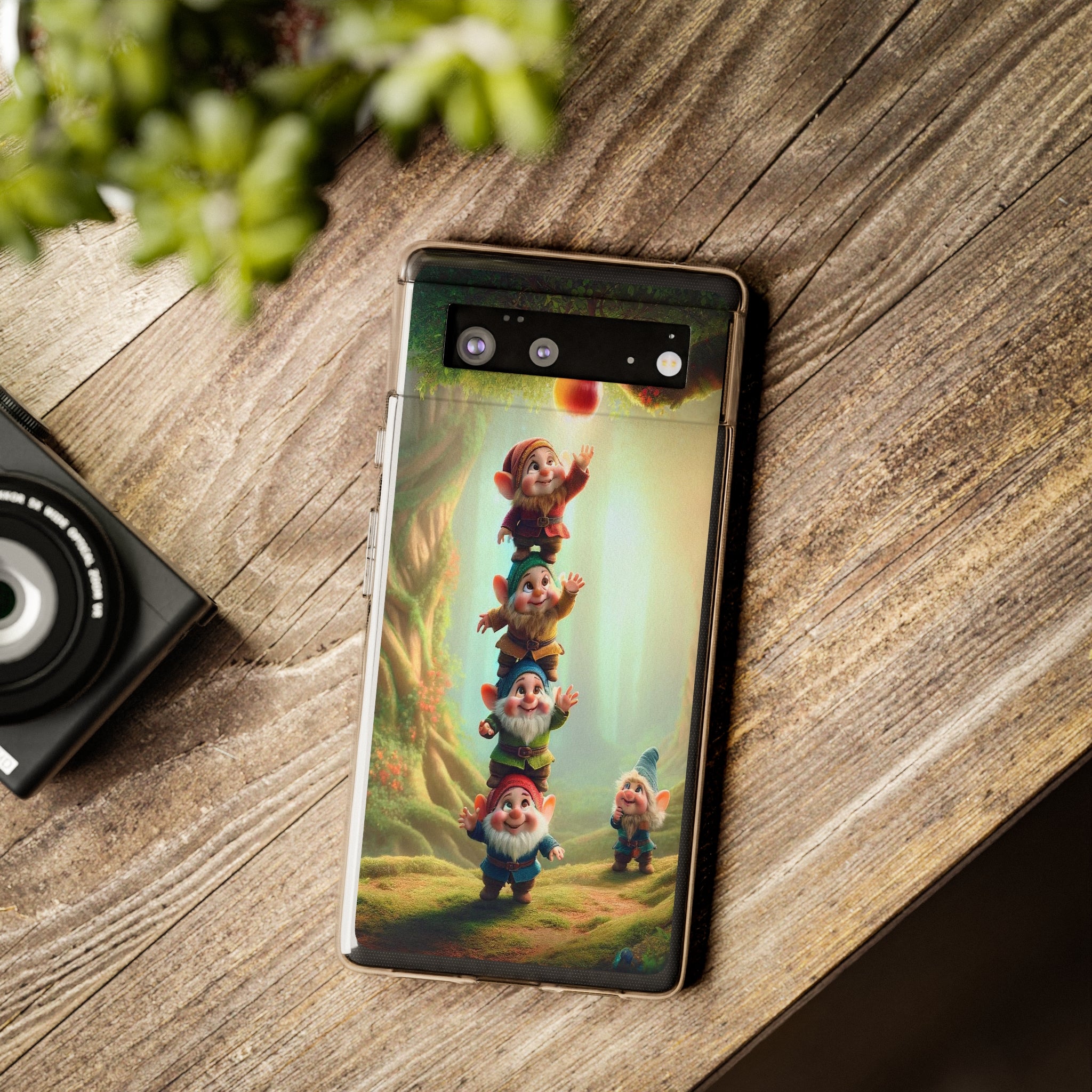 Gnomes reaching an apple - Soft Phone Case