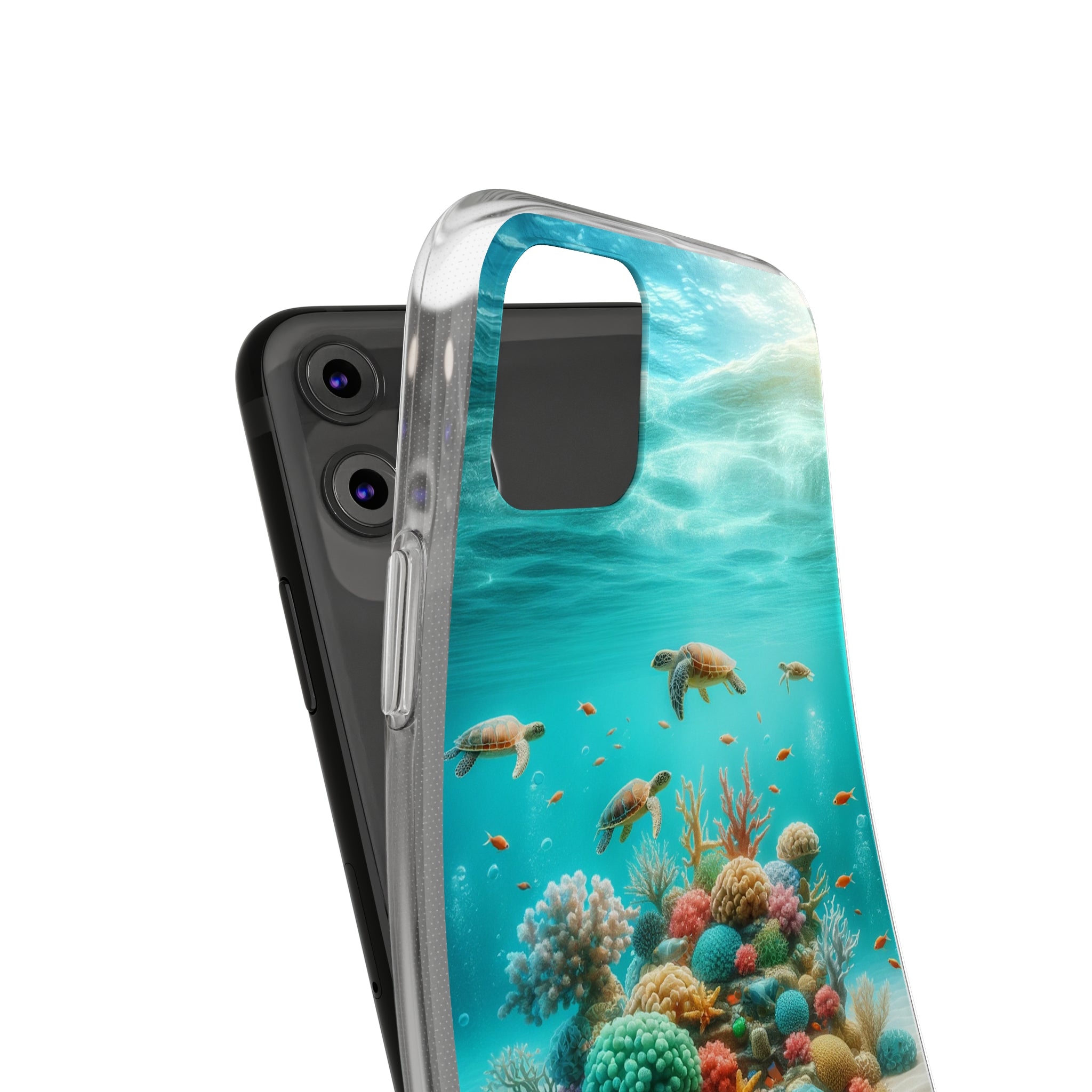 Turtles on coral reef - Soft Phone Case