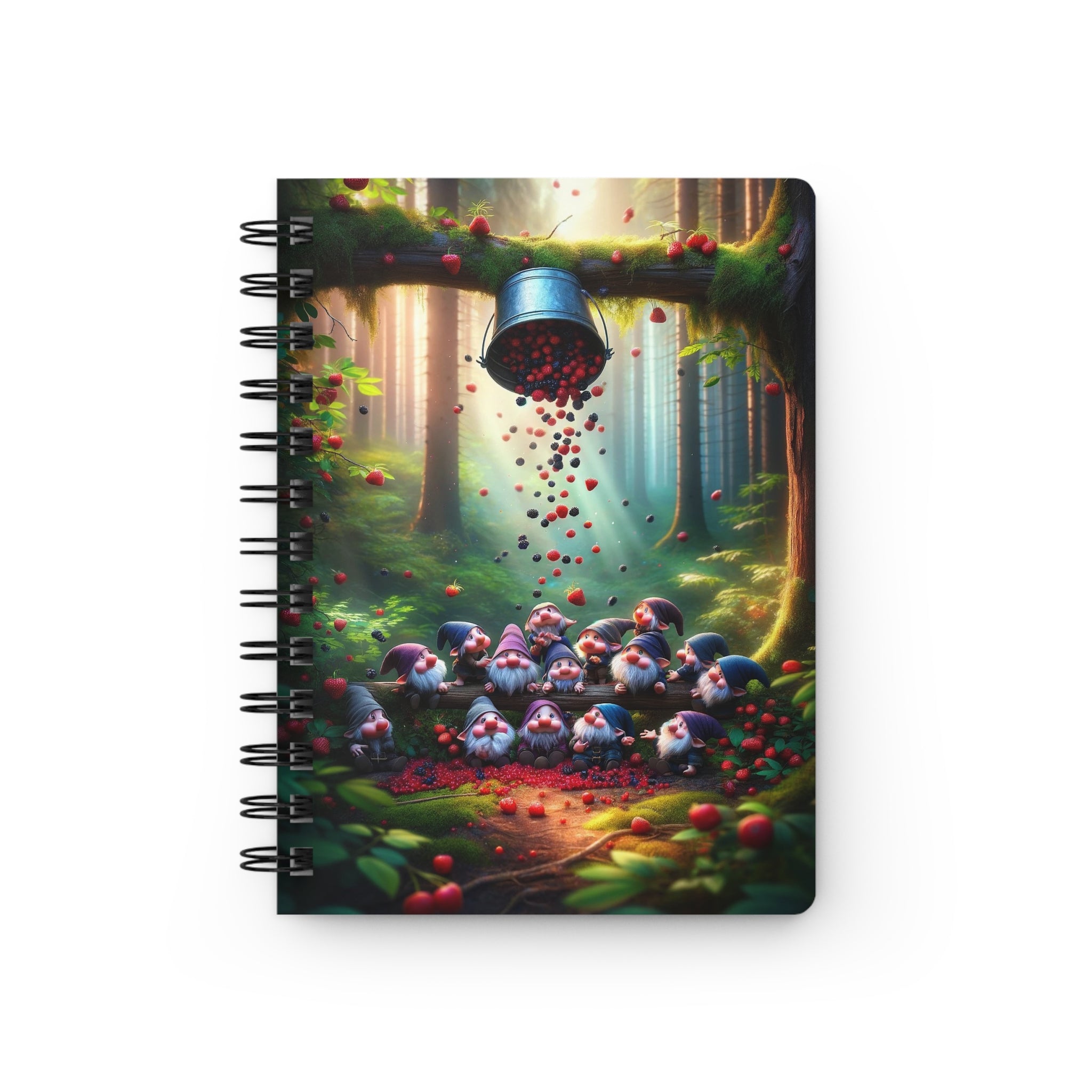 Gnomes and a bucket of fruit - Spiral Notebook