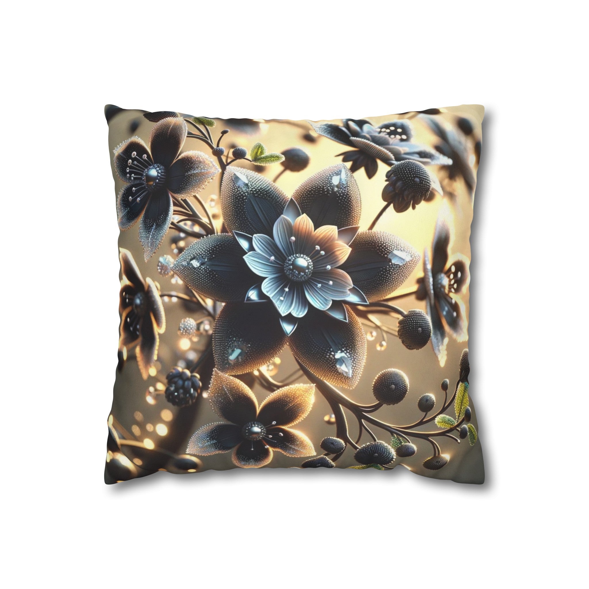 Black diamond flowers (4) - Suede Square Pillowcase