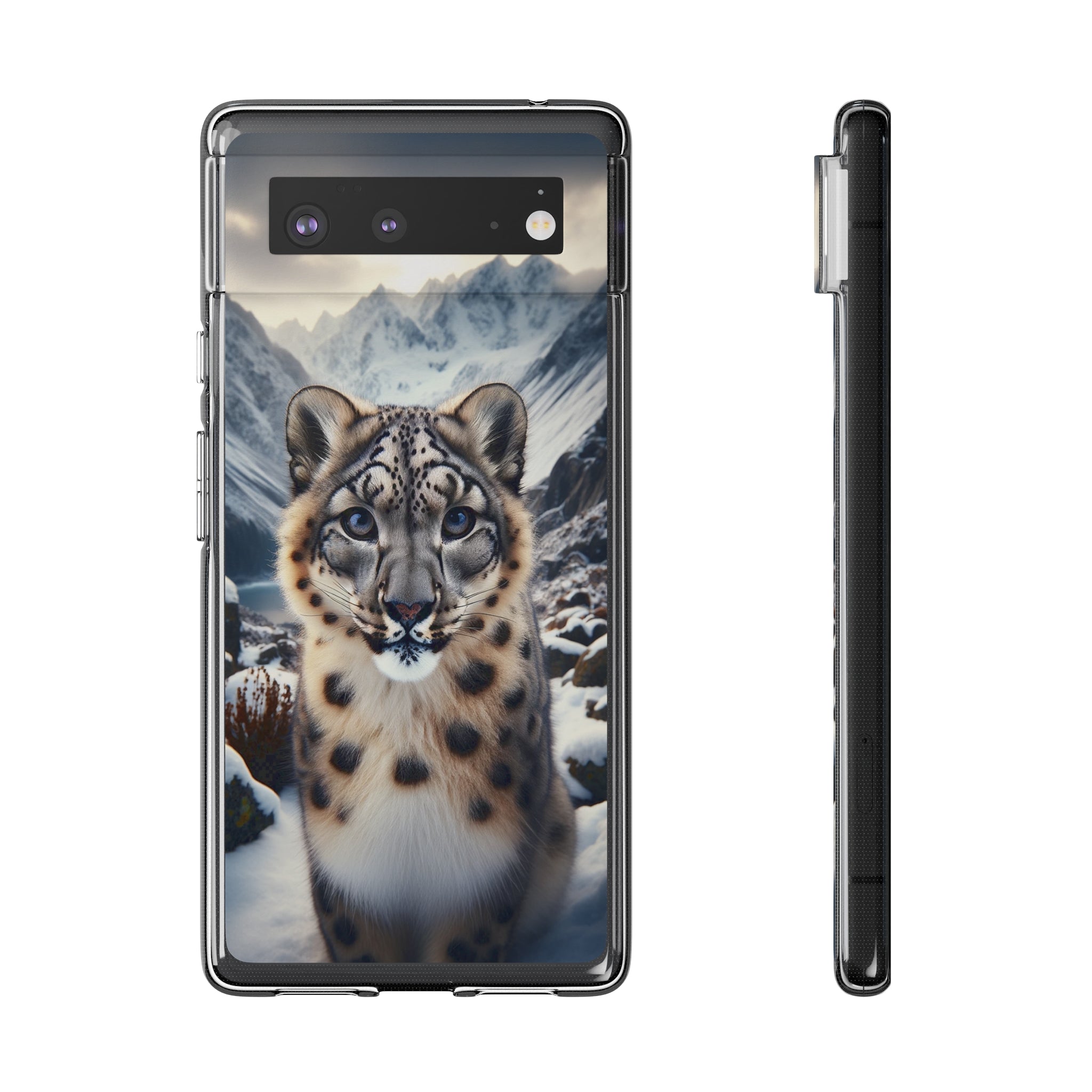 Curious Snow Leopard - Soft Phone Case