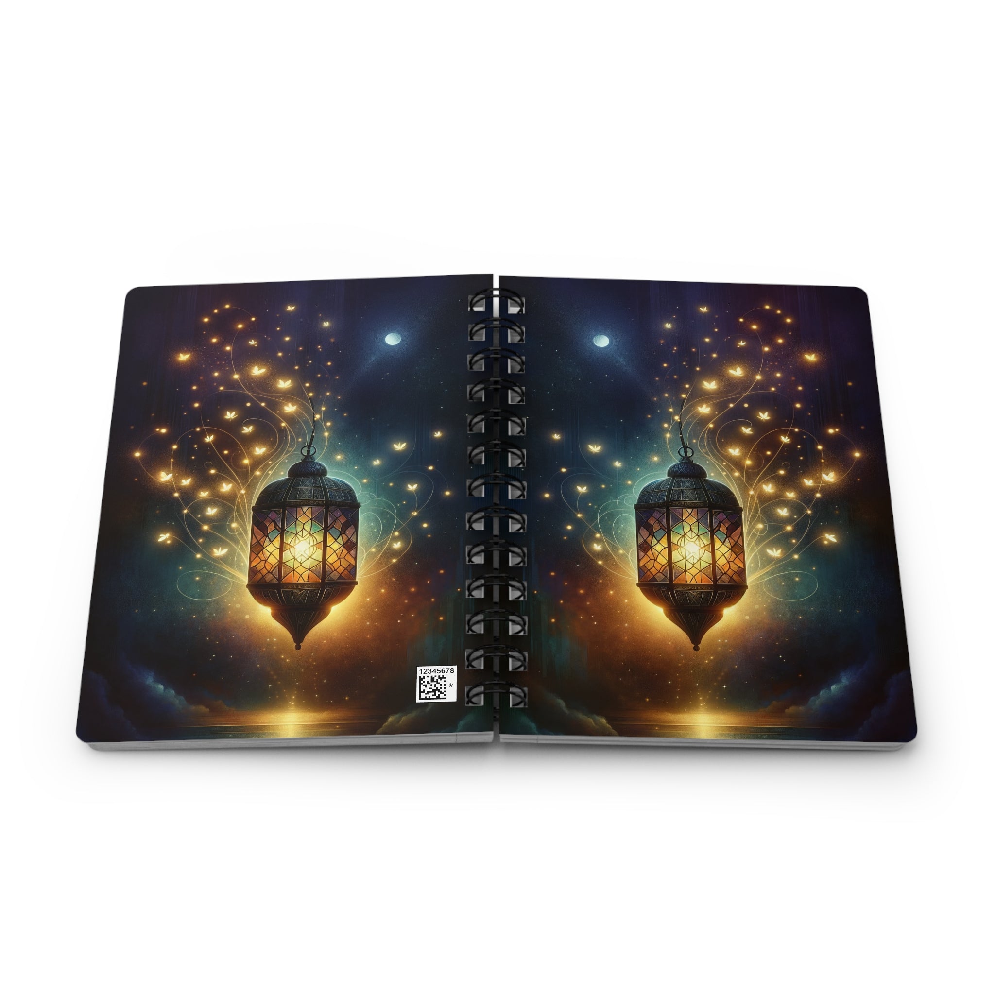 Lamp with fireflies - Spiral Notebook