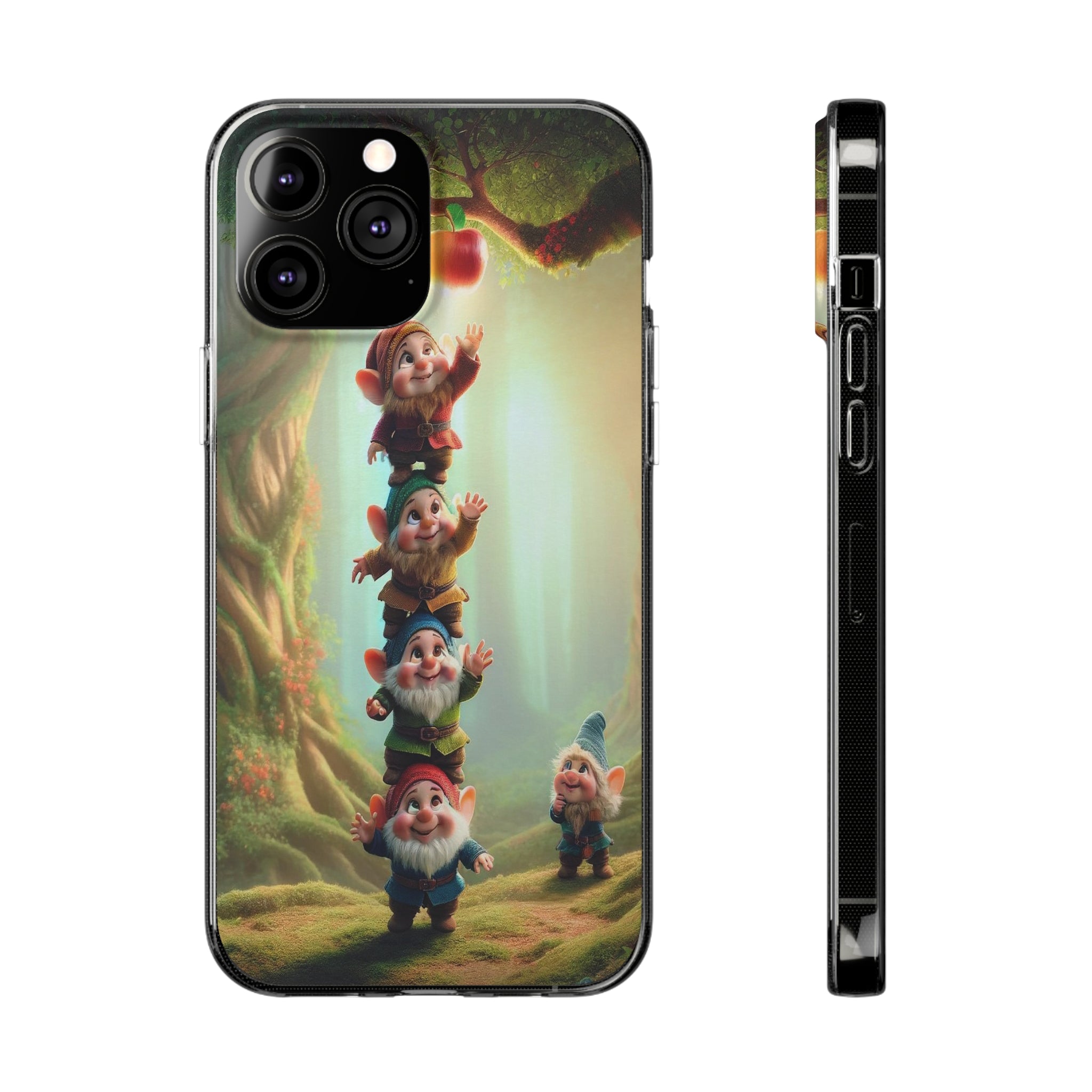 Gnomes reaching an apple - Soft Phone Case