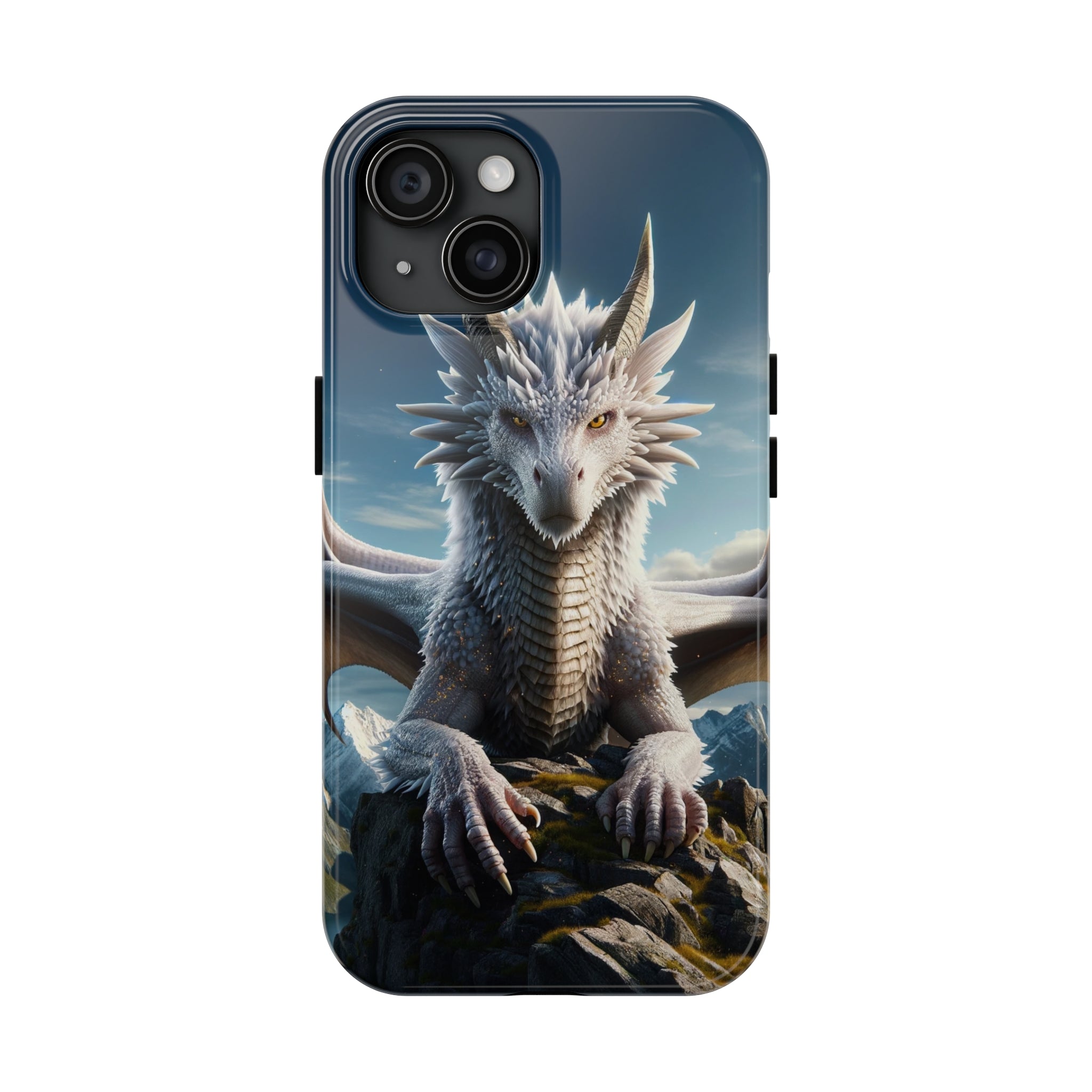 White dragon on a rock - Tough Phone Case