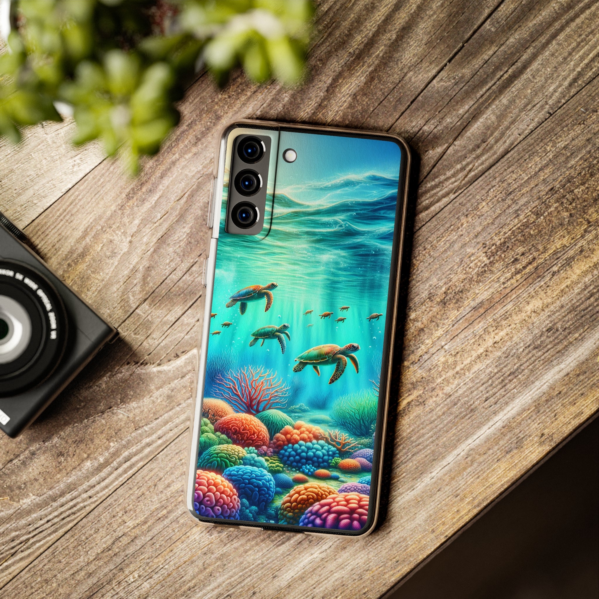 Turtles and coral reef - Soft Phone Case