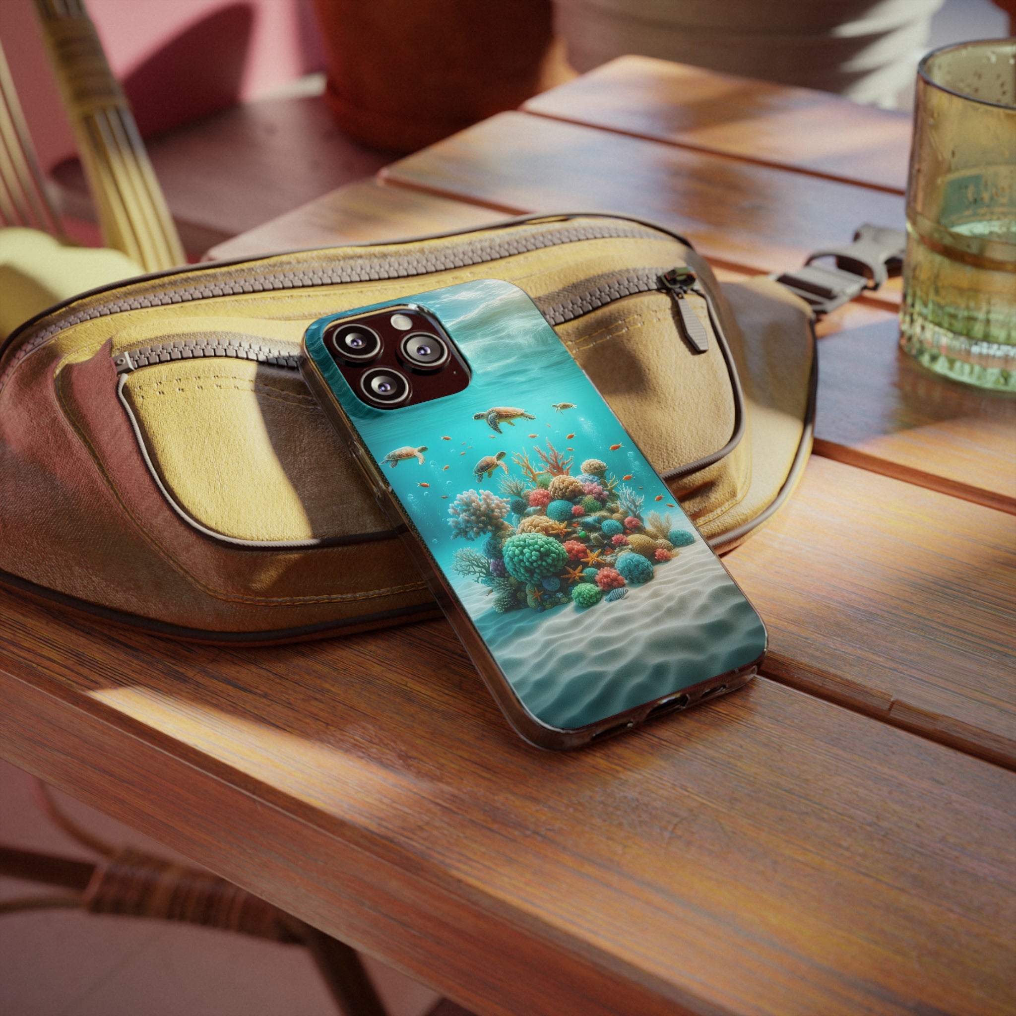 Turtles on coral reef - Soft Phone Case