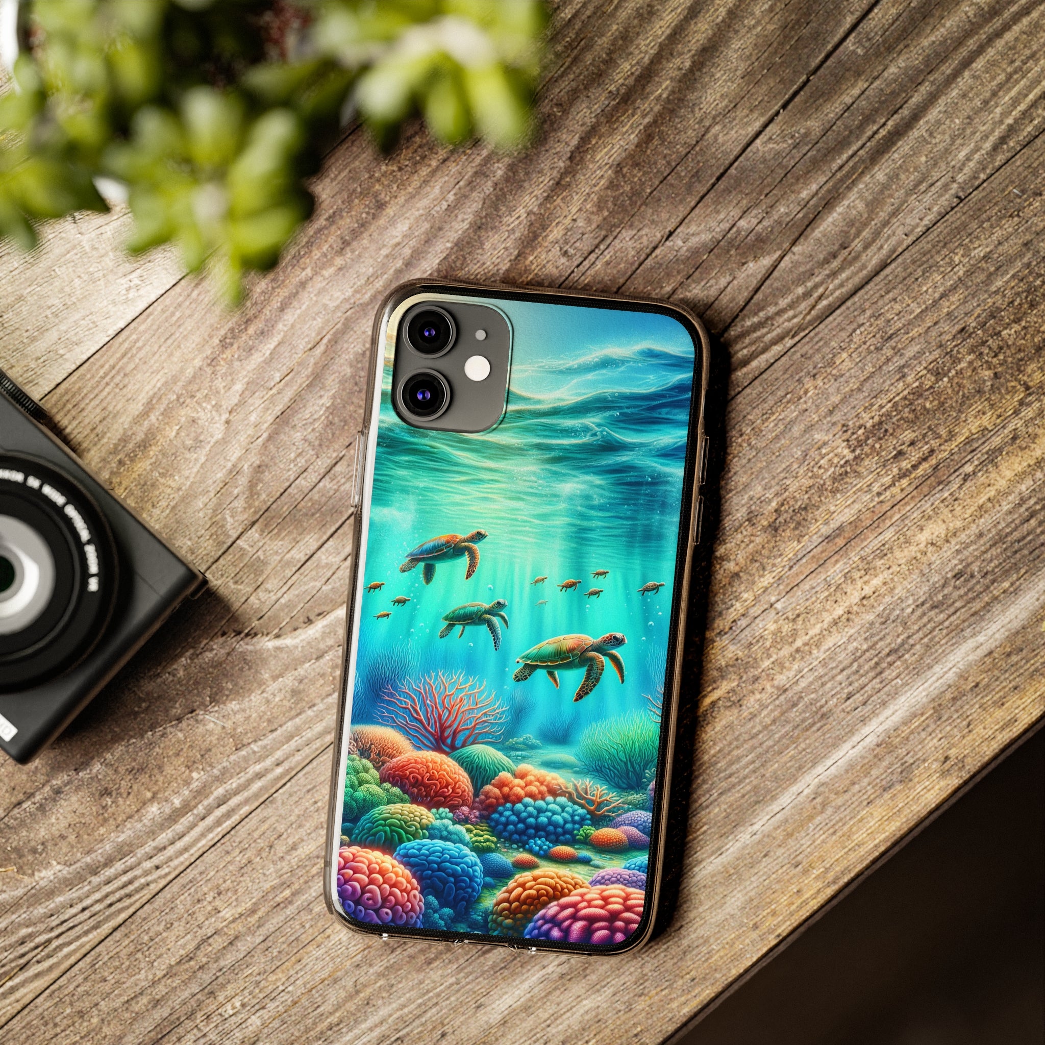 Turtles and coral reef - Soft Phone Case