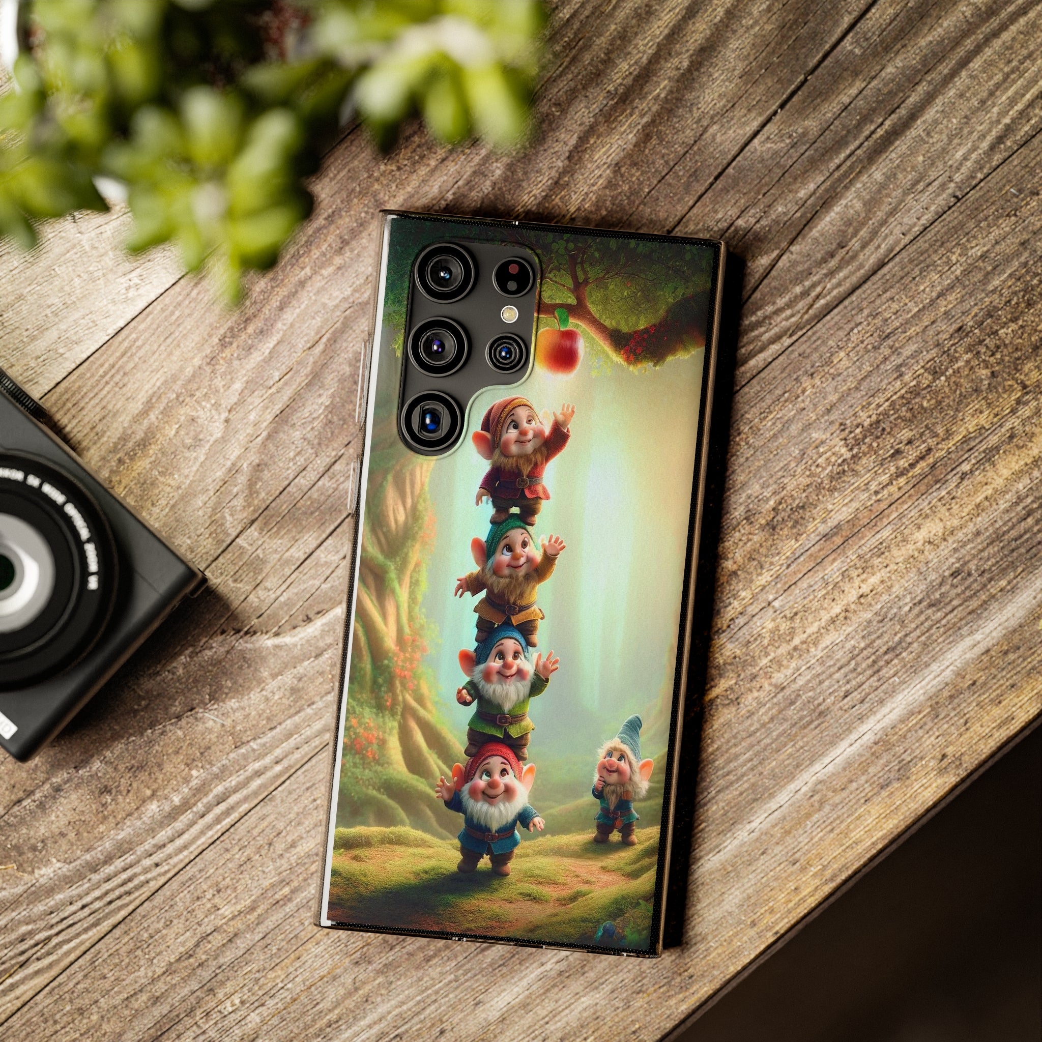 Gnomes reaching an apple - Soft Phone Case