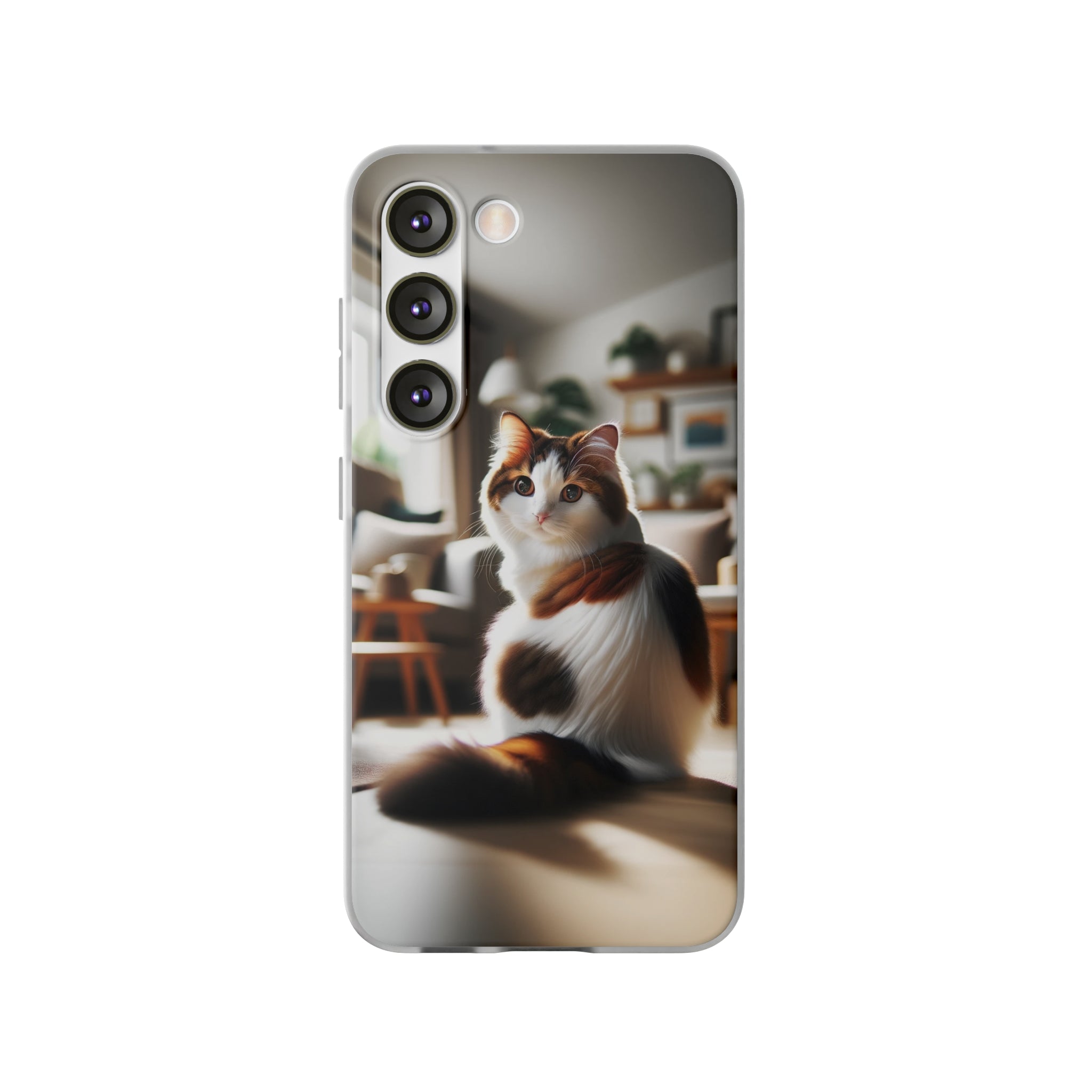 Curious, white-brown cat - Flexi Case (Samsung only)