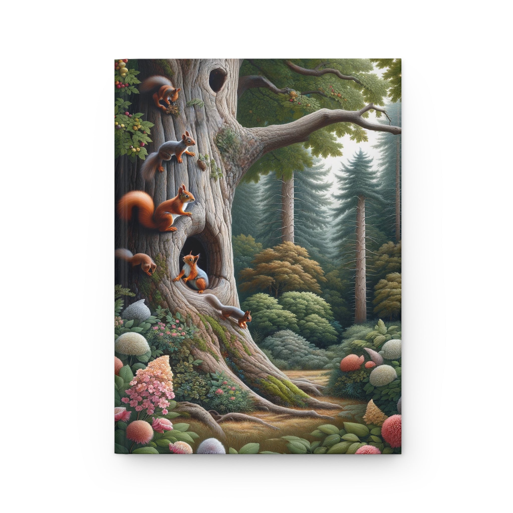 Squirrels in a tree - Hardcover Notebook