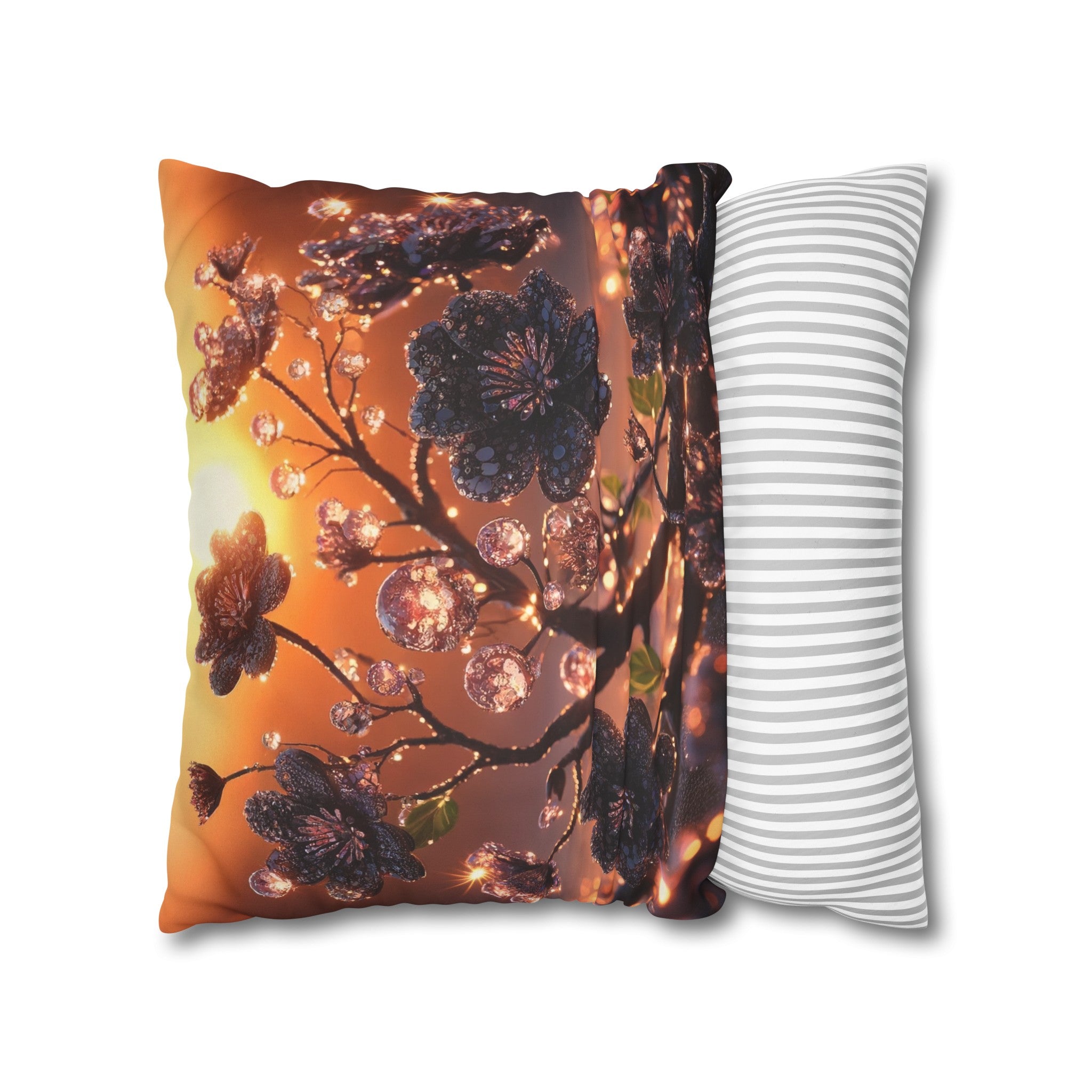 Black diamond flowers (2) - Suede Square Pillowcase