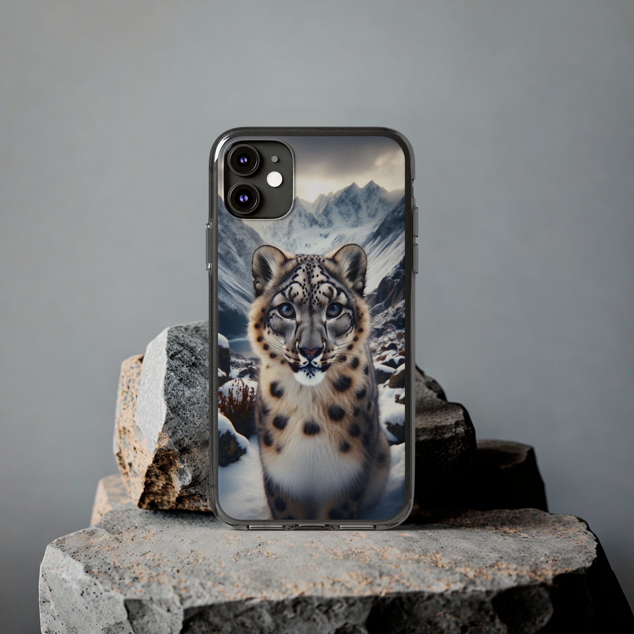 Curious Snow Leopard - Soft Phone Case