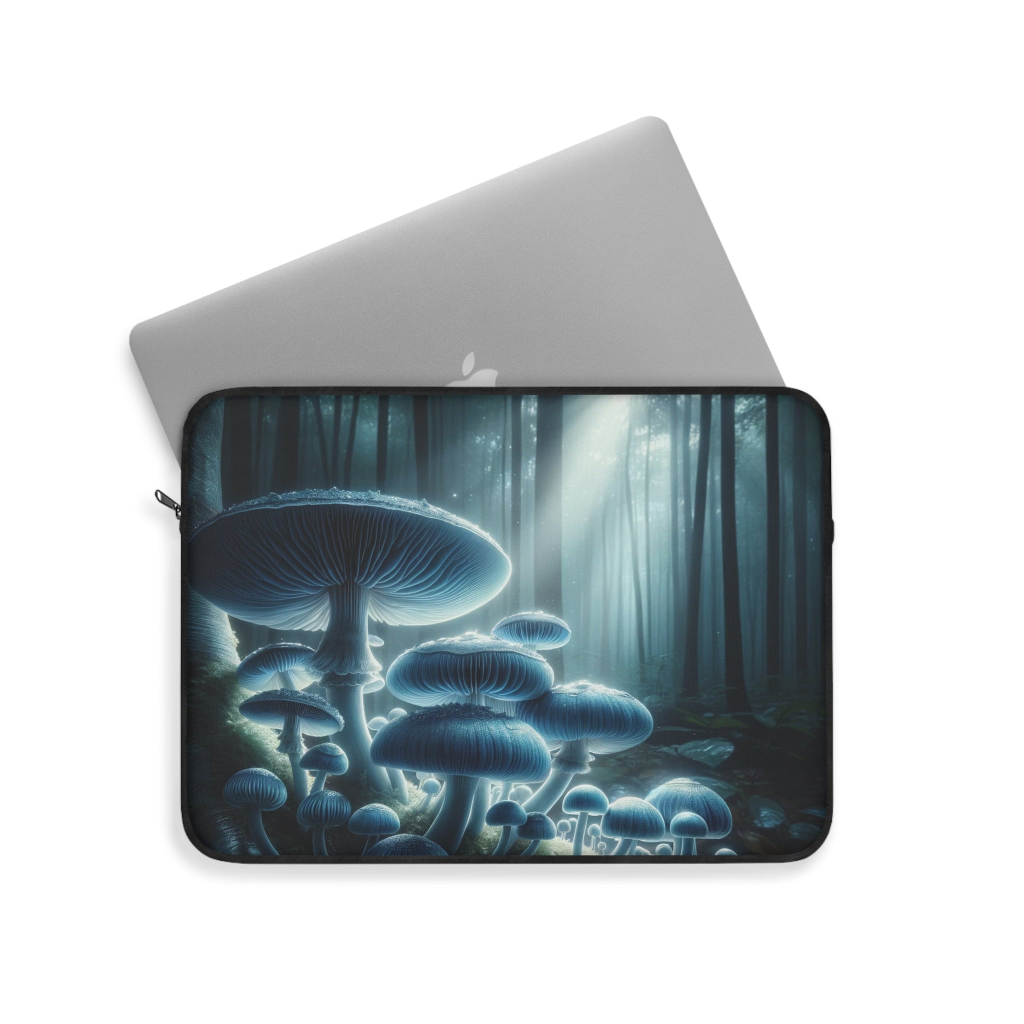 Blue color mushrooms in the forest - Laptop Sleeve