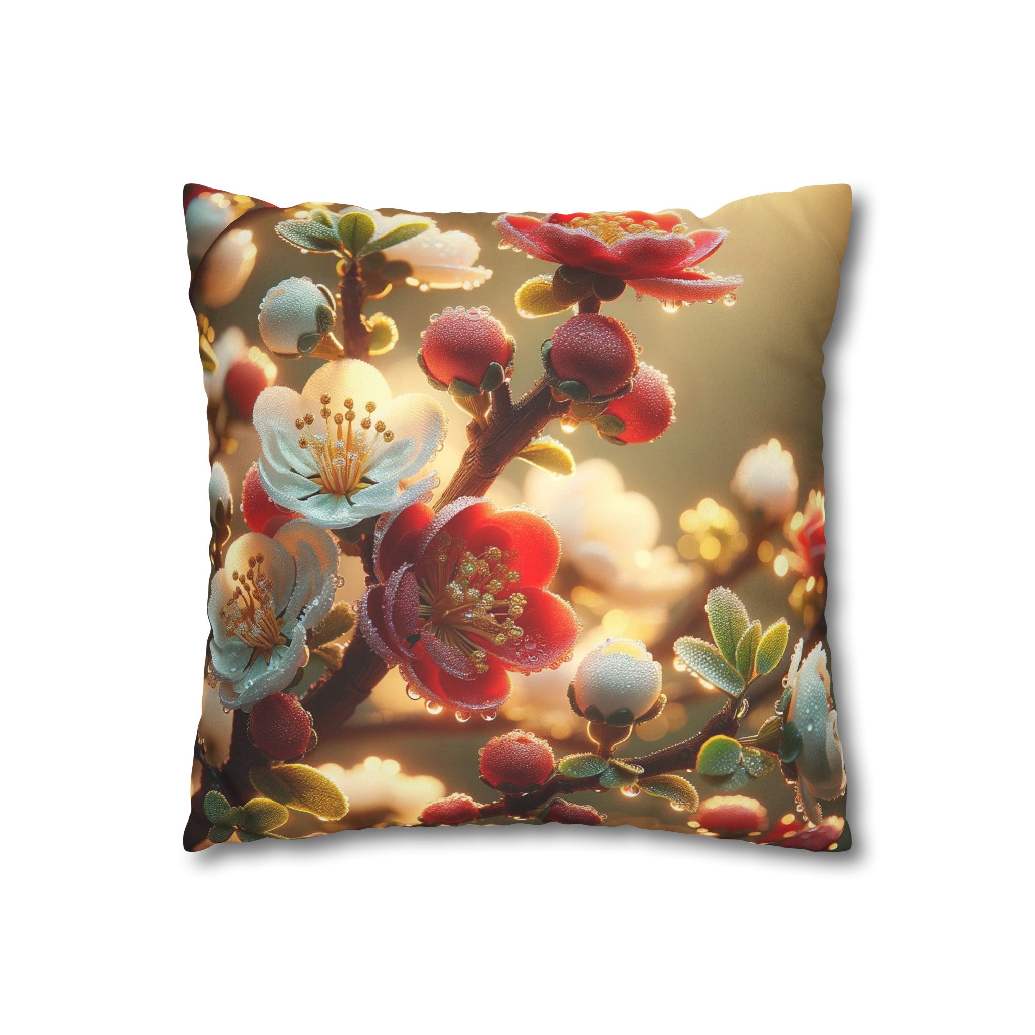 Red diamond flowers (6) - Suede Square Pillowcase