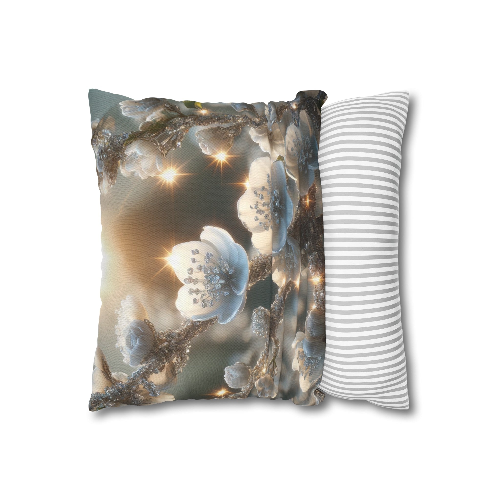 White diamond flowers (1) - Polyester Square Pillowcase