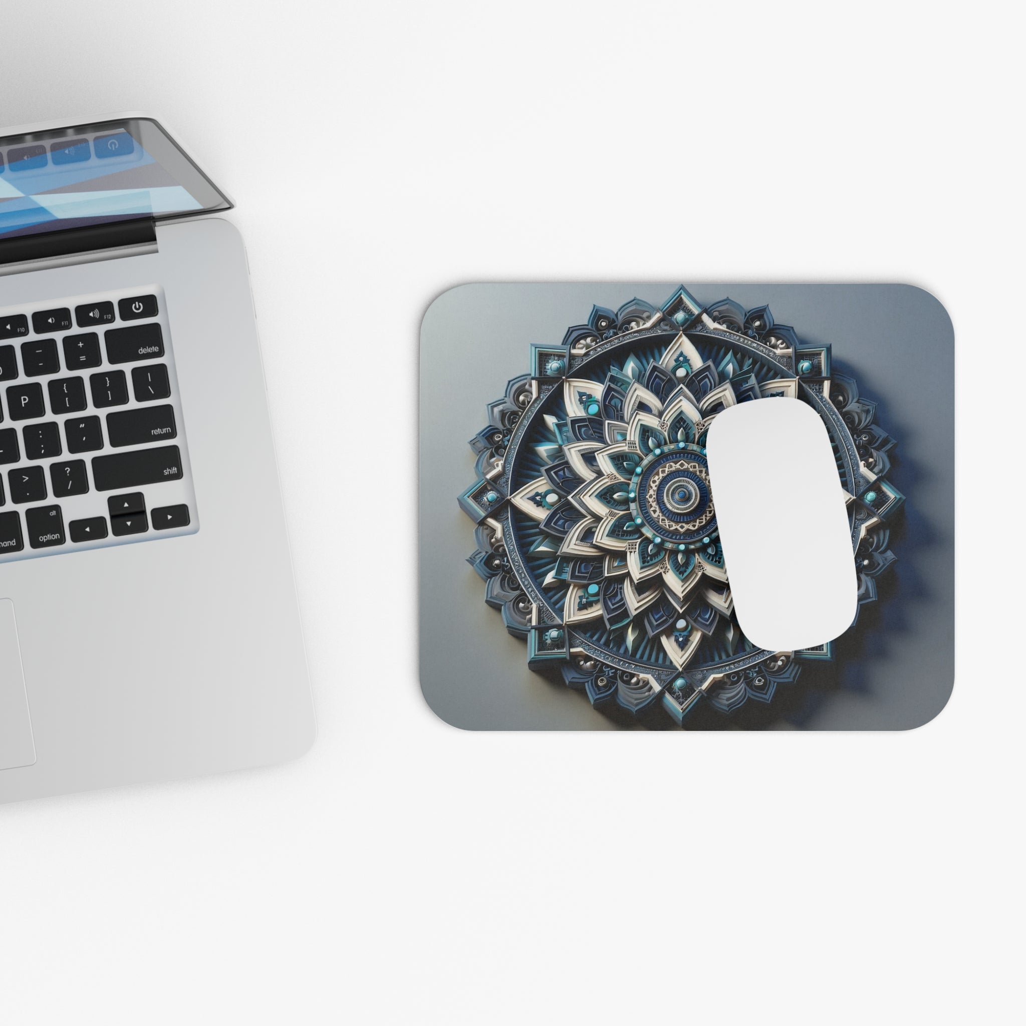 3D Blue Mandala - Mouse Pad (Rectangle)