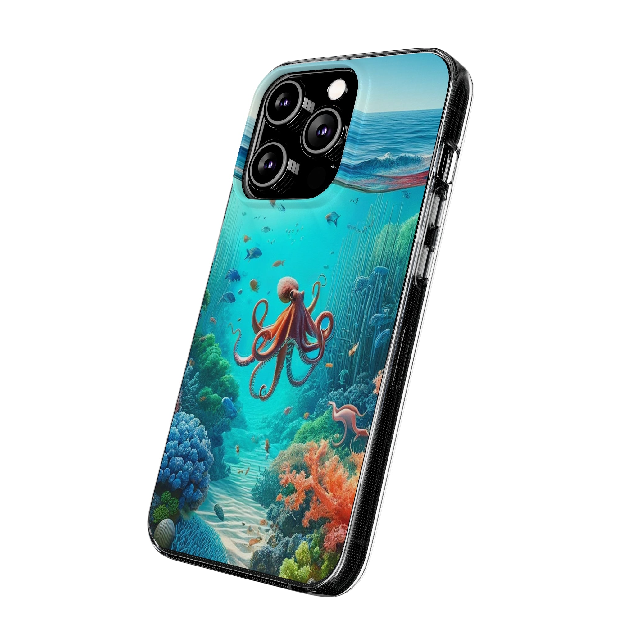 Octopus in turquoise water - Soft Phone Case