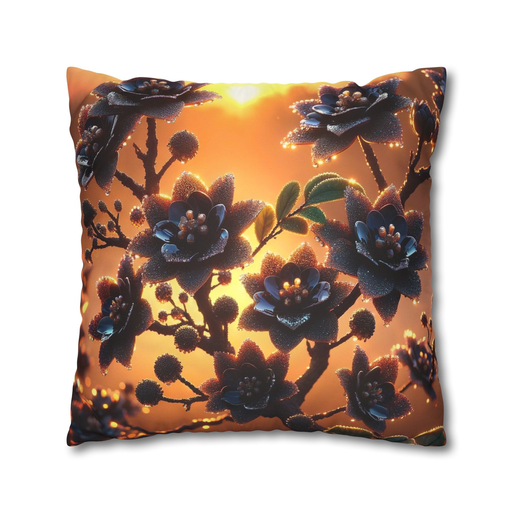 Black diamond flowers (3) - Suede Square Pillowcase