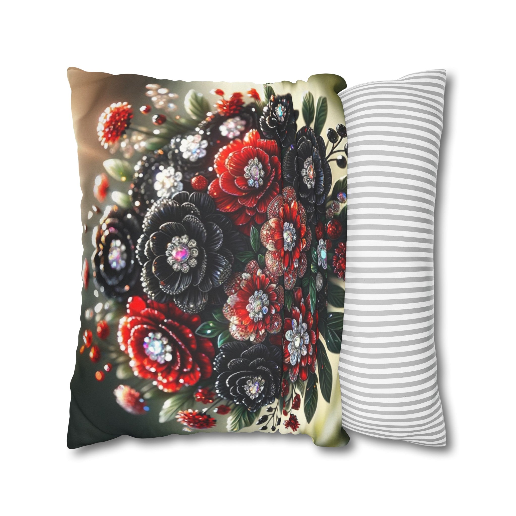 Black and Red Bouquet (2) - Suede Square Pillowcase