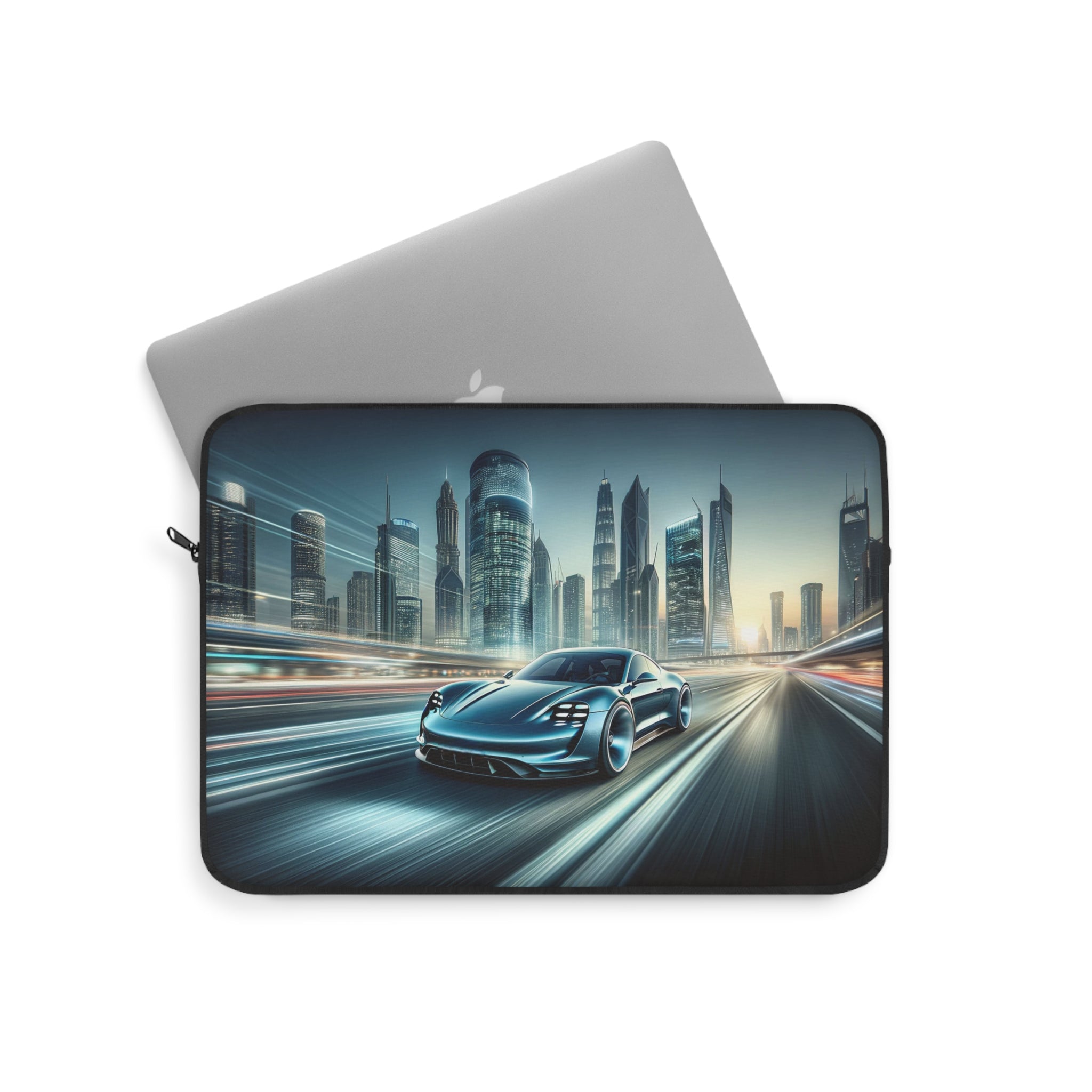 Blue car on the road - Laptop Sleeve