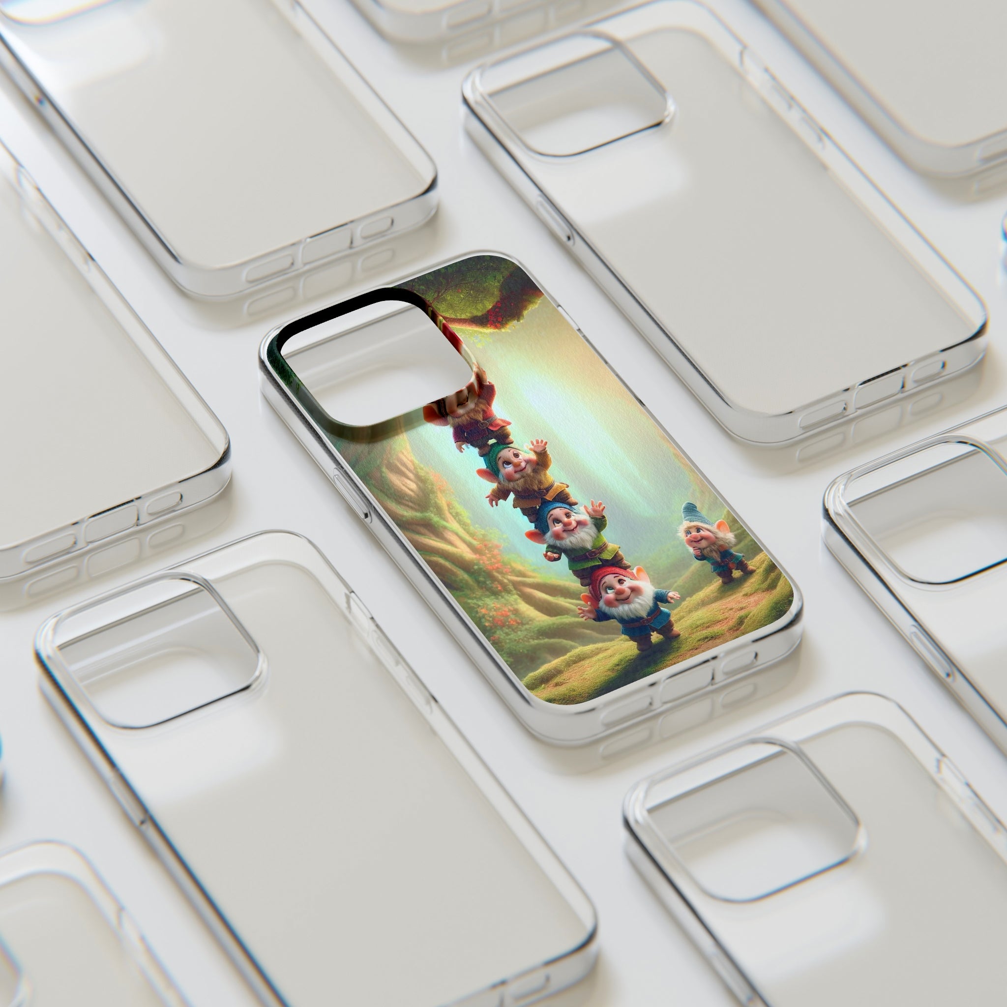 Gnomes reaching an apple - Soft Phone Case