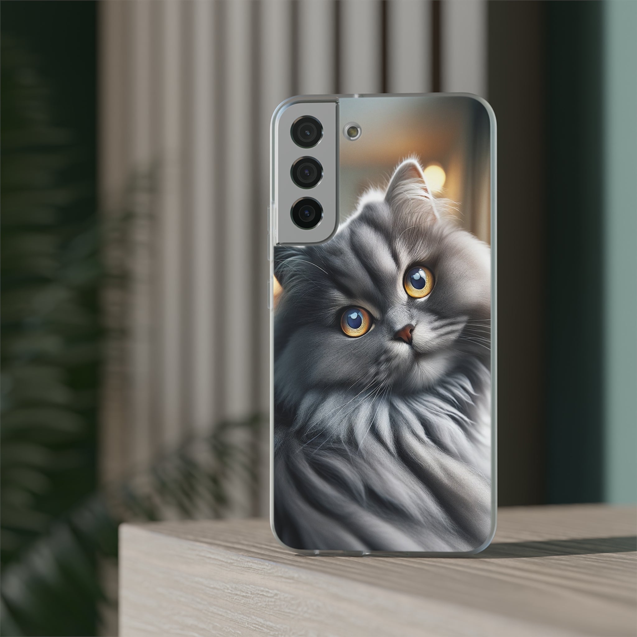 Curious, grey cat - Flexi Case (Samsung only)