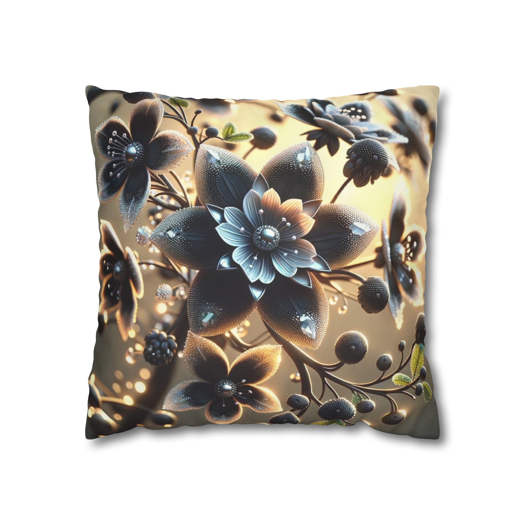 Black diamond flowers (4) - Suede Square Pillowcase