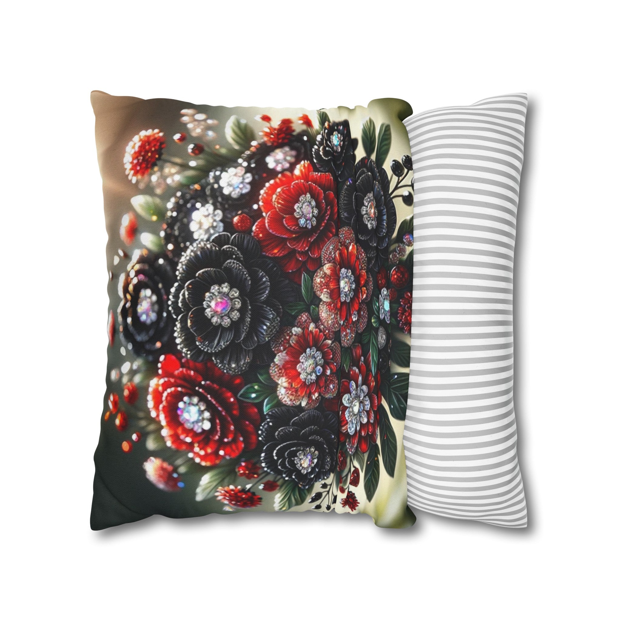 Black and Red Bouquet (2) - Polyester Square Pillowcase