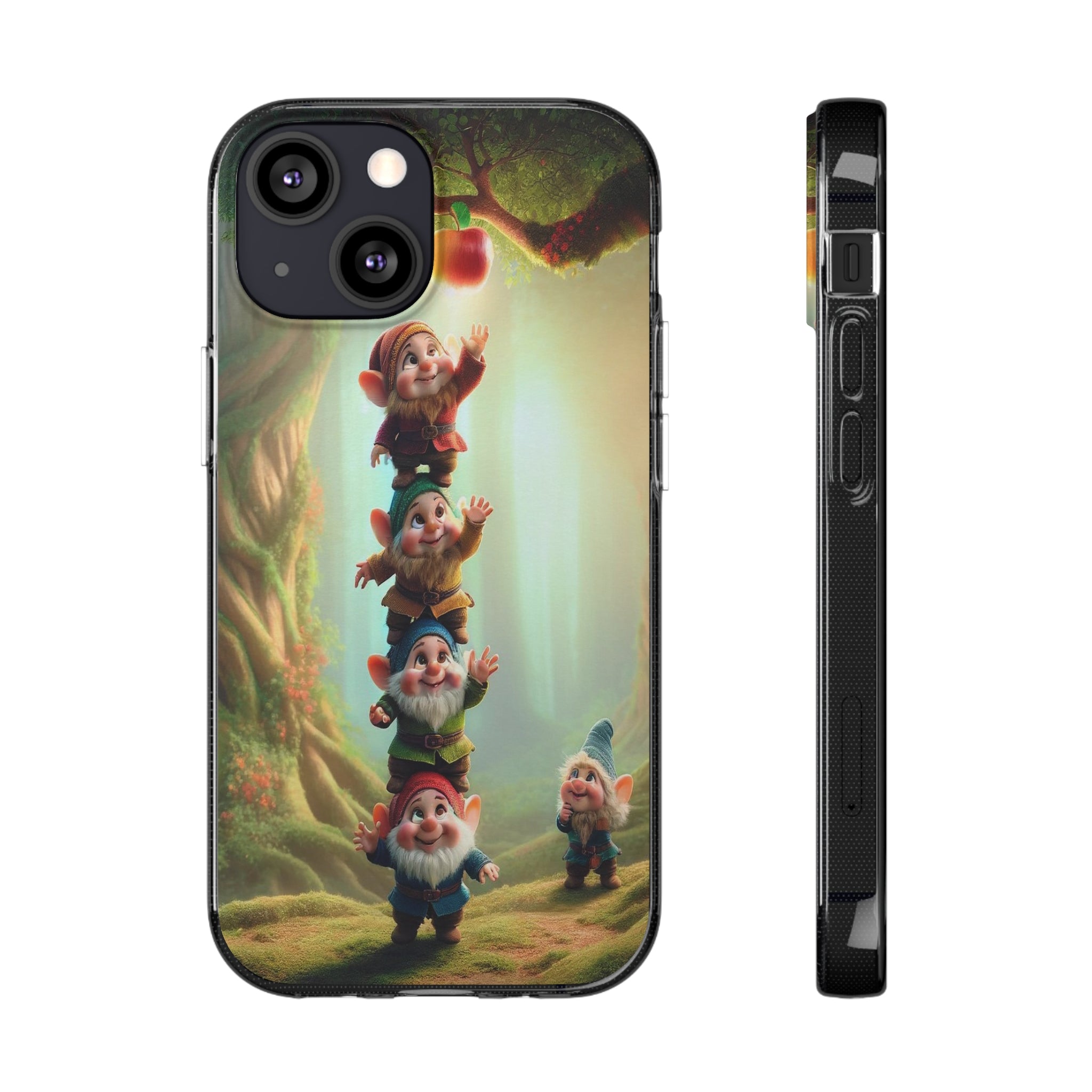 Gnomes reaching an apple - Soft Phone Case