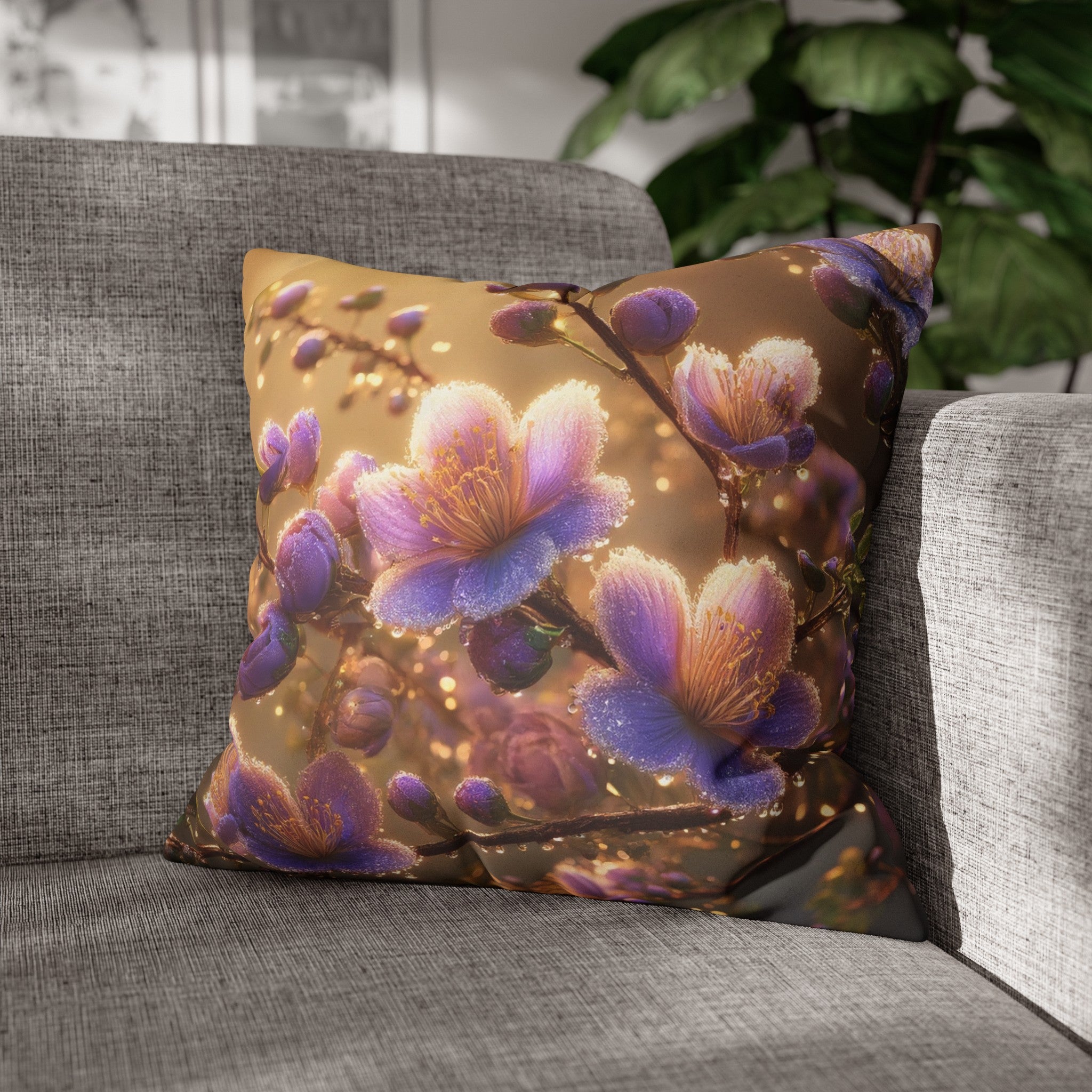 Purple diamond flowers (3) - Suede Square Pillowcase