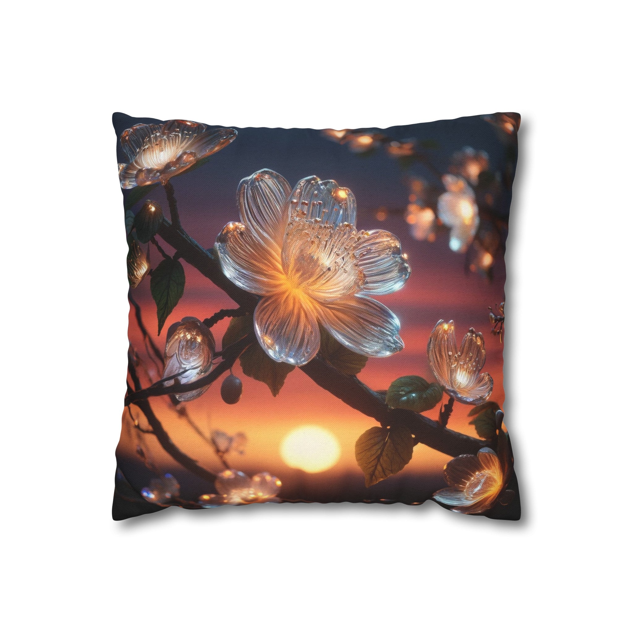 White diamond flowers (4) - Polyester Square Pillowcase