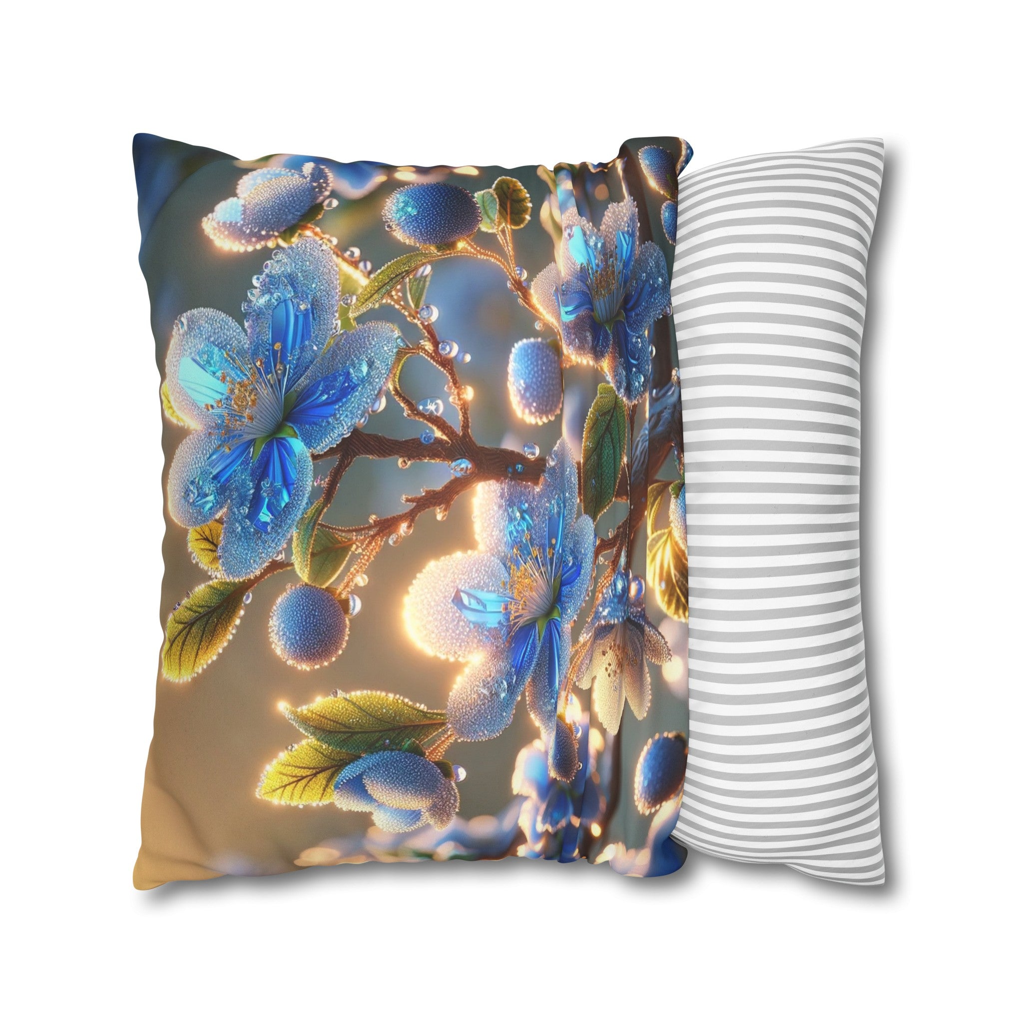 Blue,diamond flowers (2) - Suede Square Pillowcase