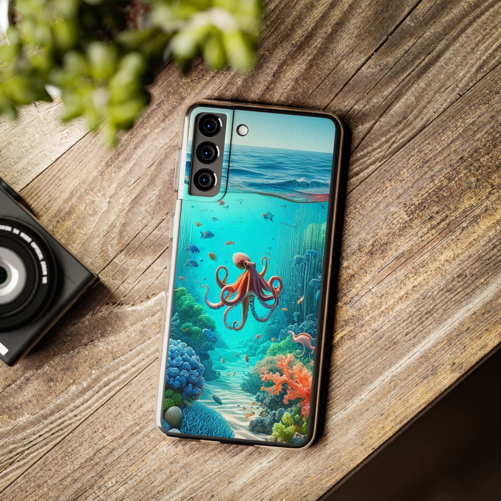 Octopus in turquoise water - Soft Phone Case