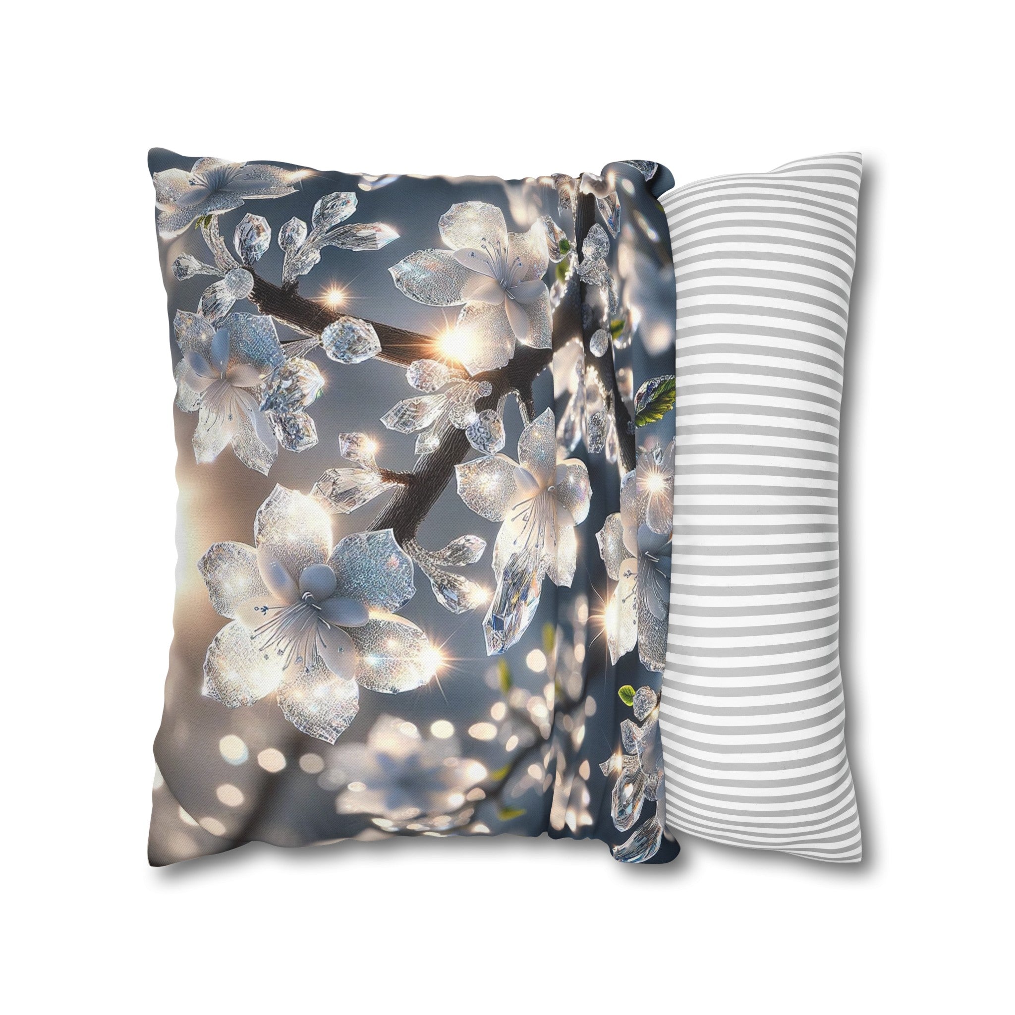 White diamond flowers (5) - Polyester Square Pillowcase