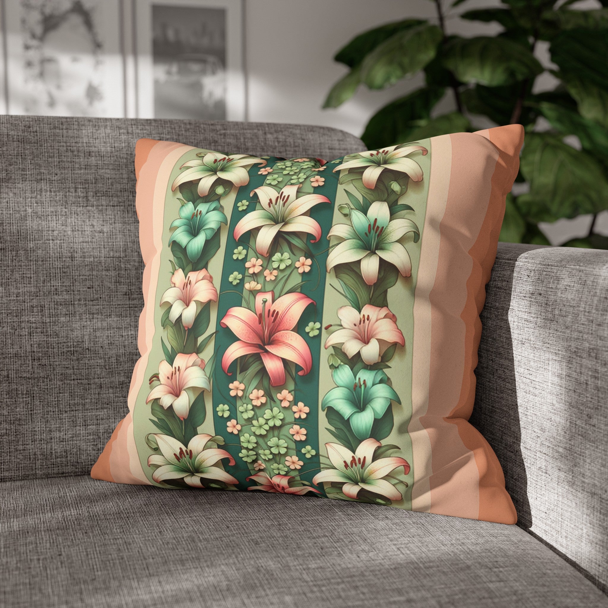 Lilies (3) - Suede Square Pillowcase