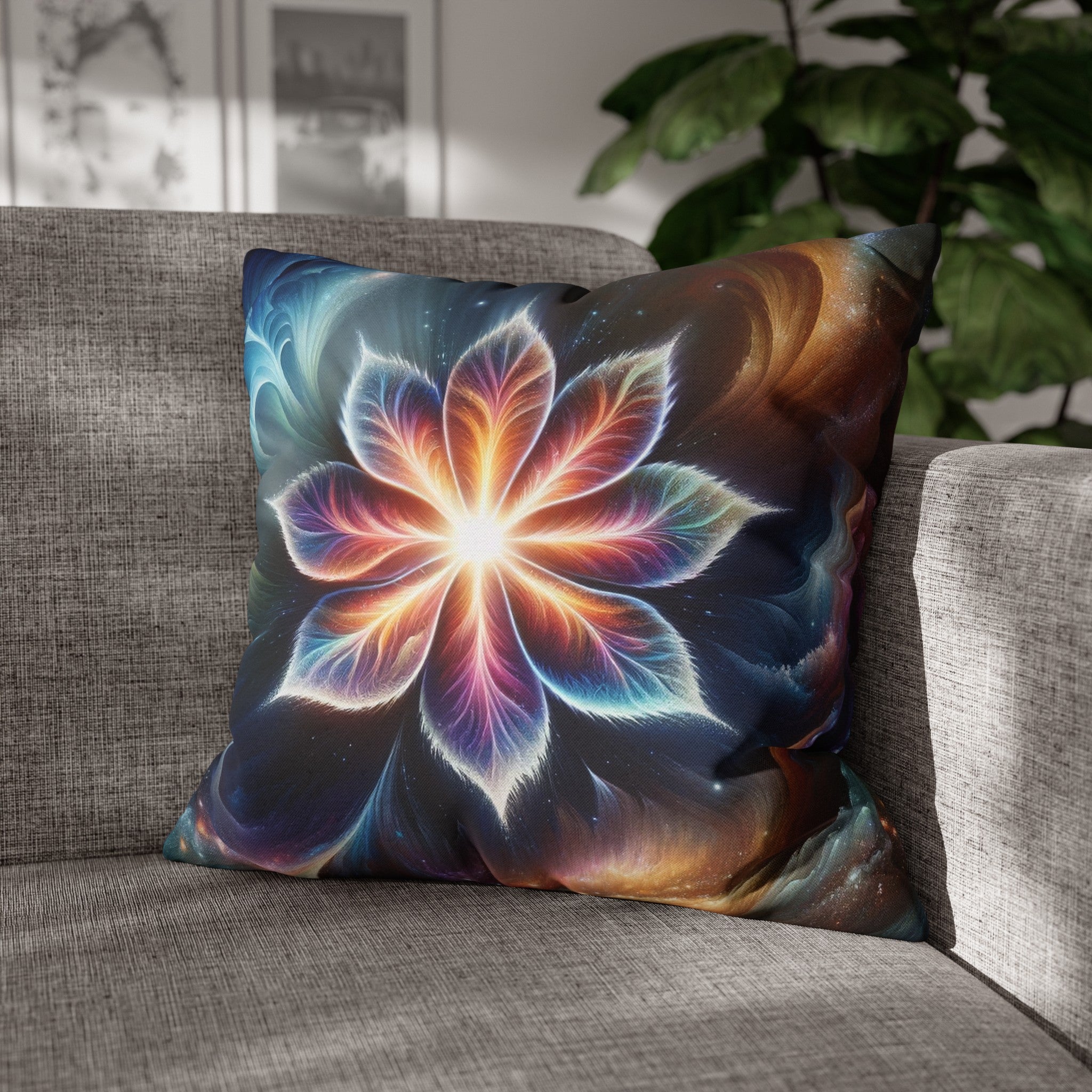 Galaxy-flower 2 - Spun Polyester Square Pillowcase