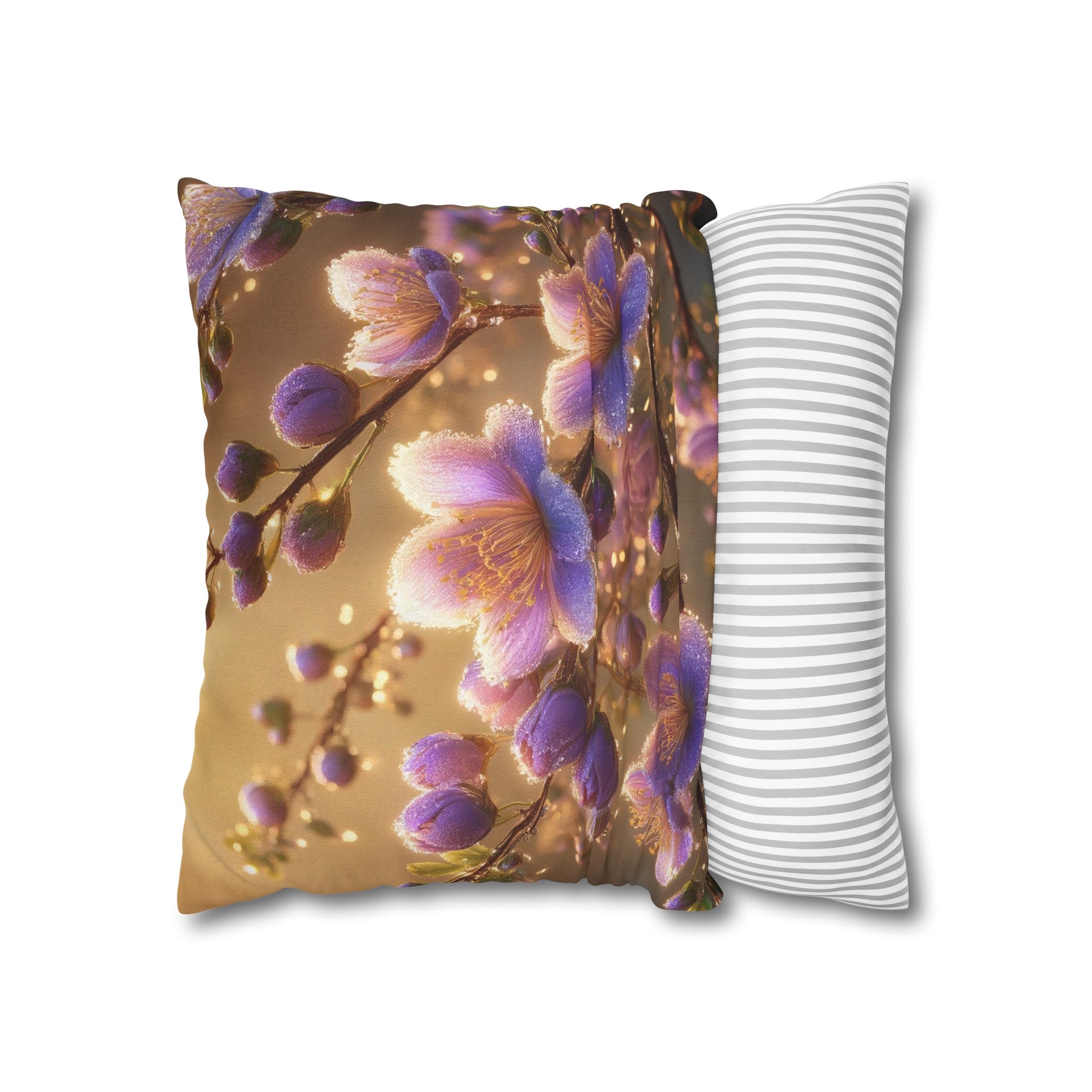 Purple diamond flowers (3) - Polyester Square Pillowcase