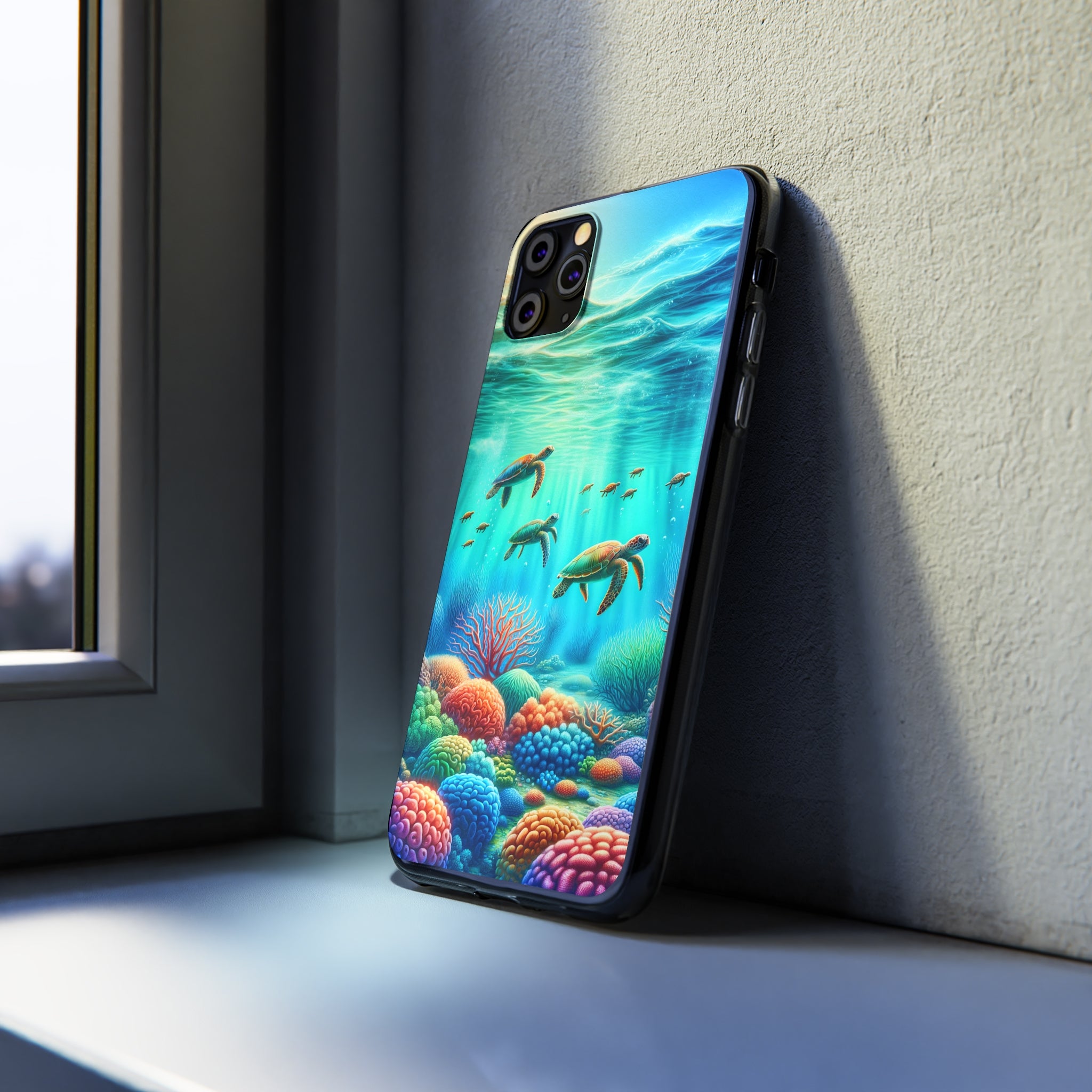 Turtles and coral reef - Soft Phone Case