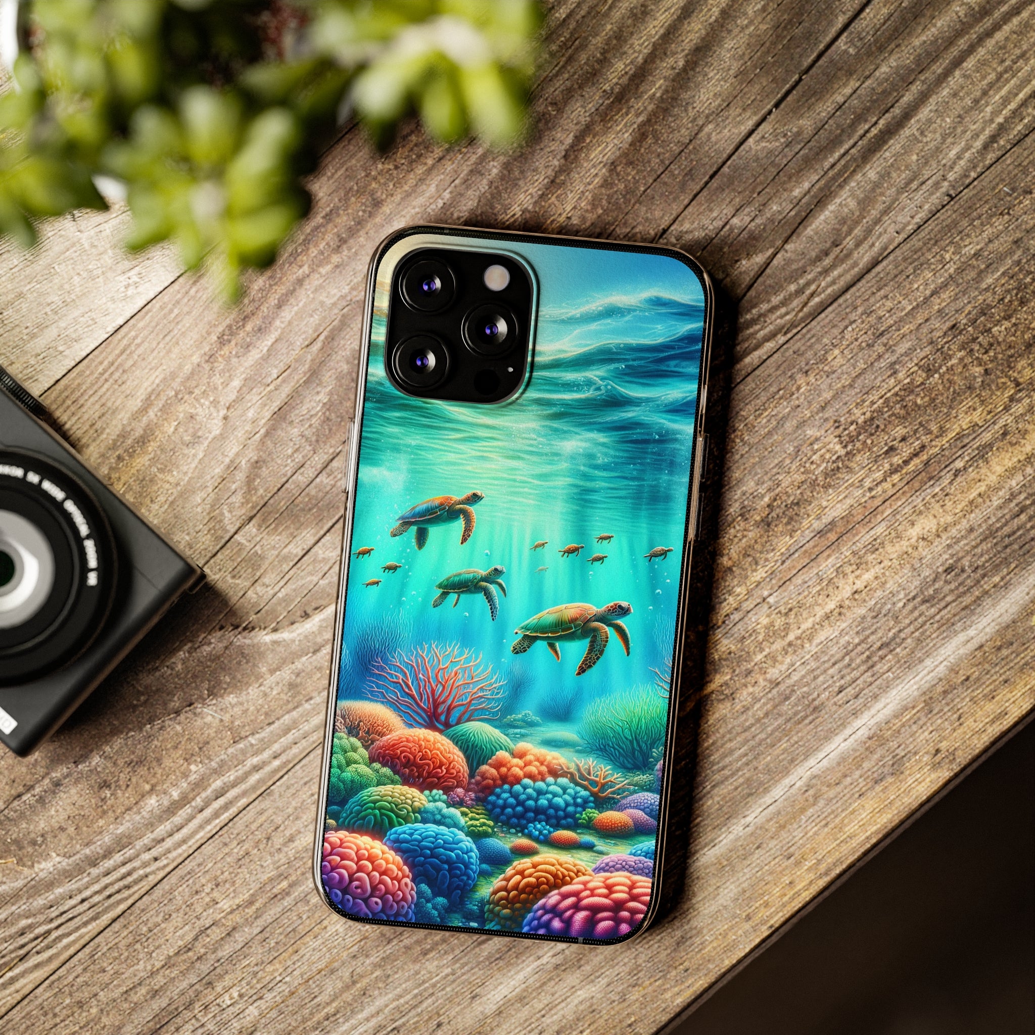 Turtles and coral reef - Soft Phone Case