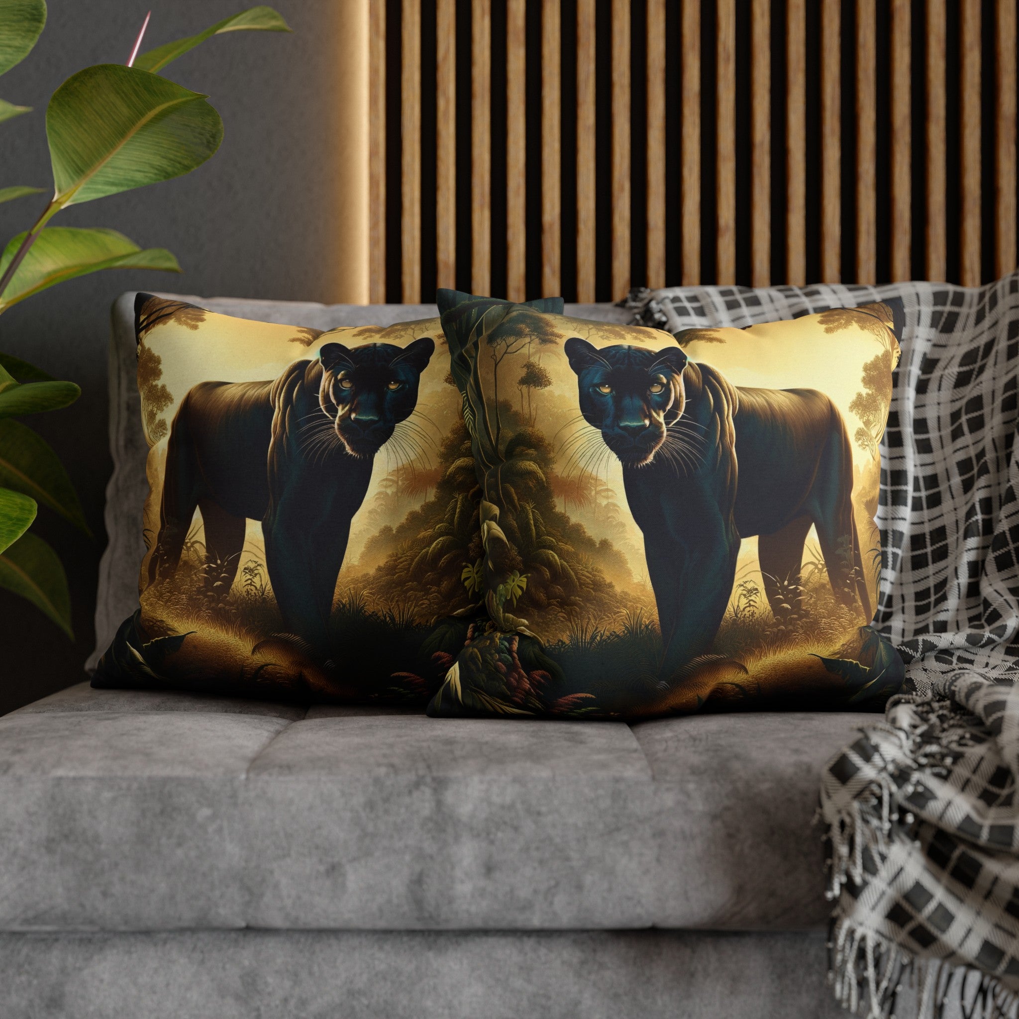 A Tiger walking in the jungle - Spun Polyester Square Pillowcase