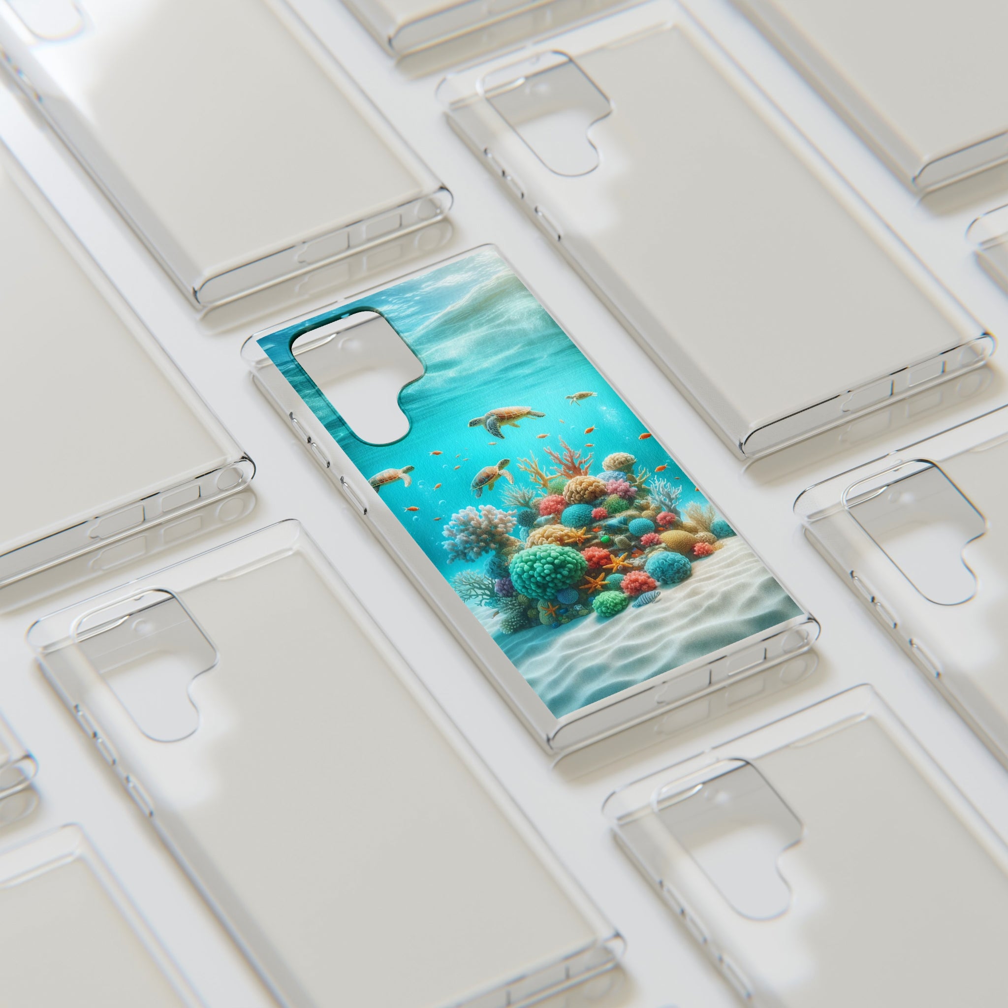 Turtles on coral reef - Soft Phone Case