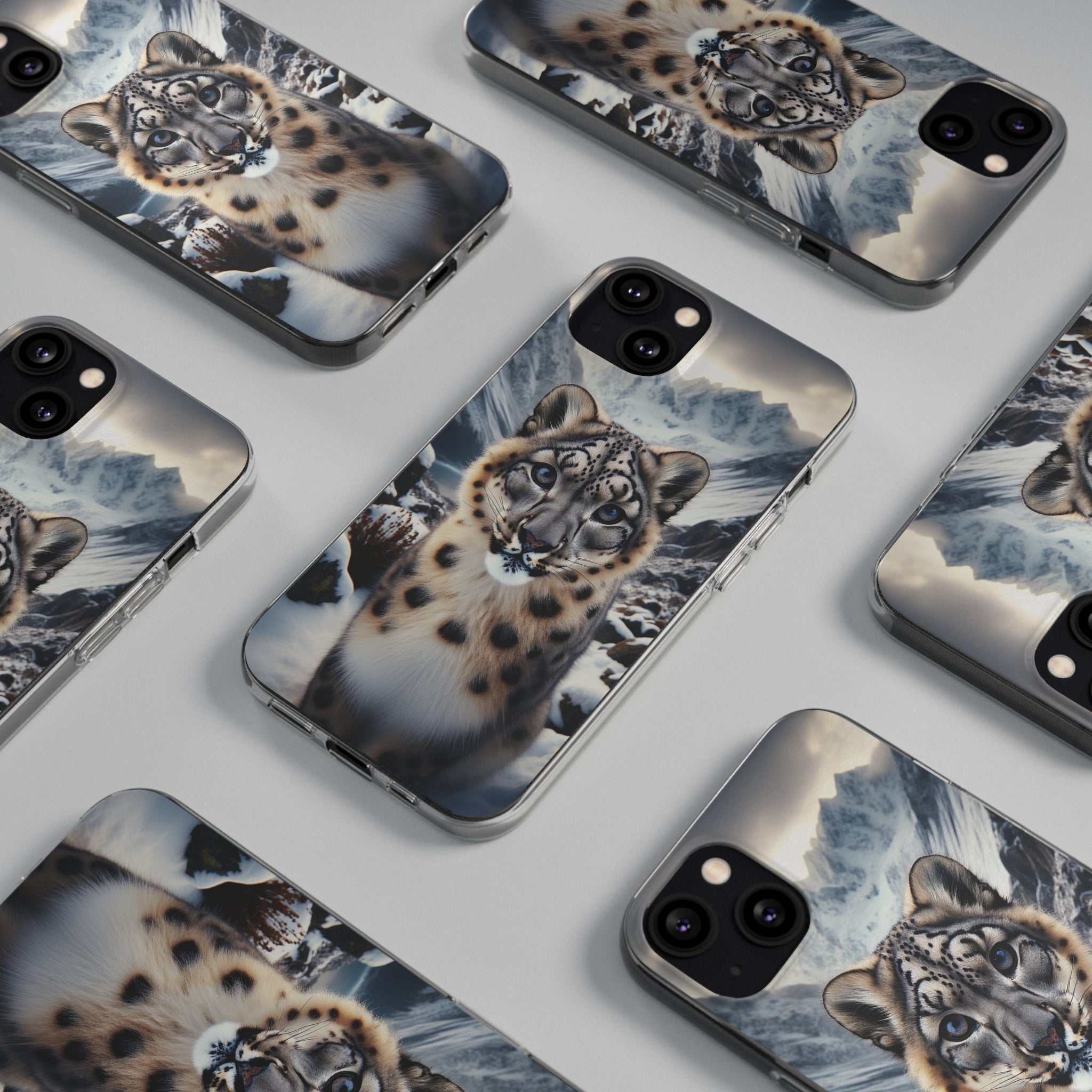 Curious Snow Leopard - Soft Phone Case