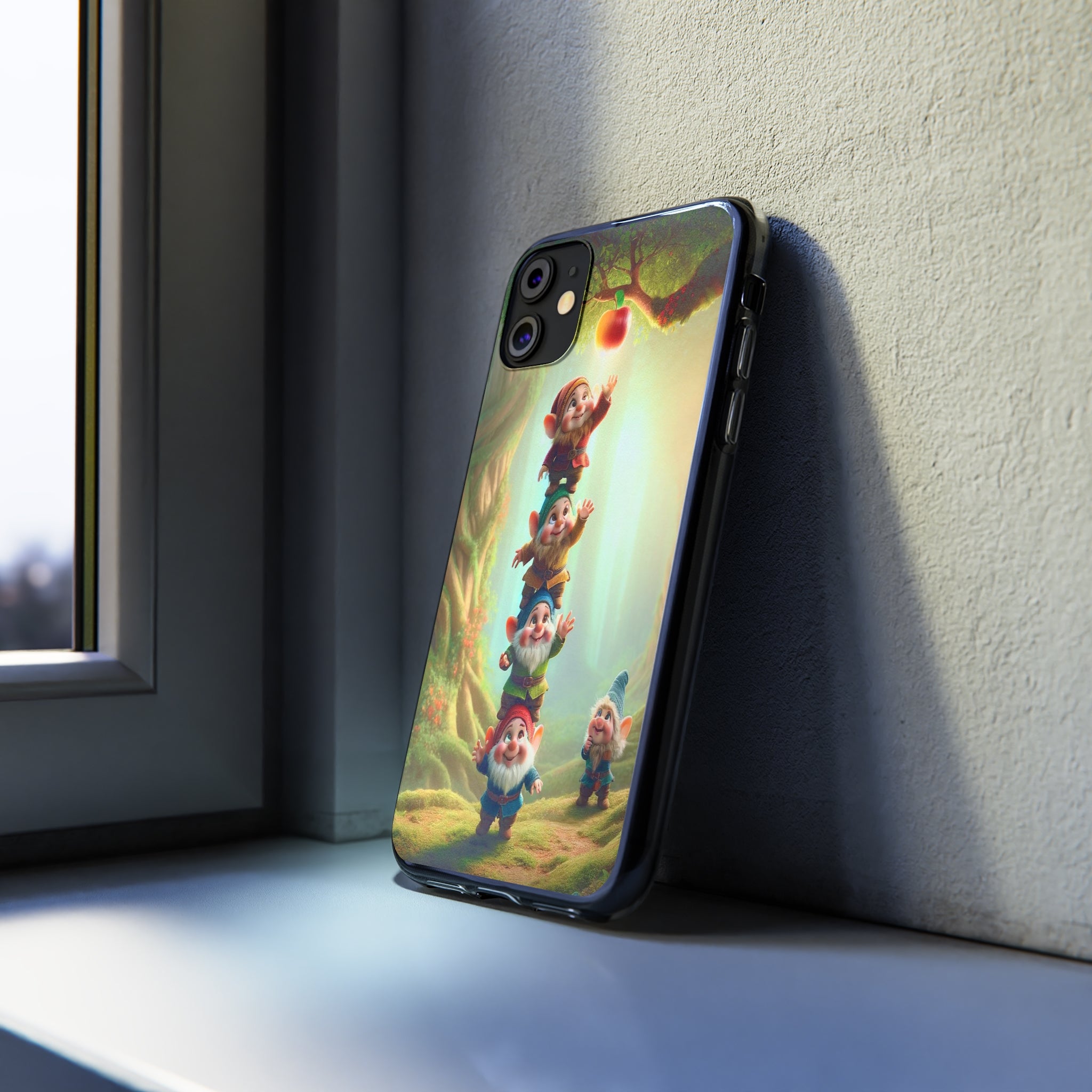 Gnomes reaching an apple - Soft Phone Case