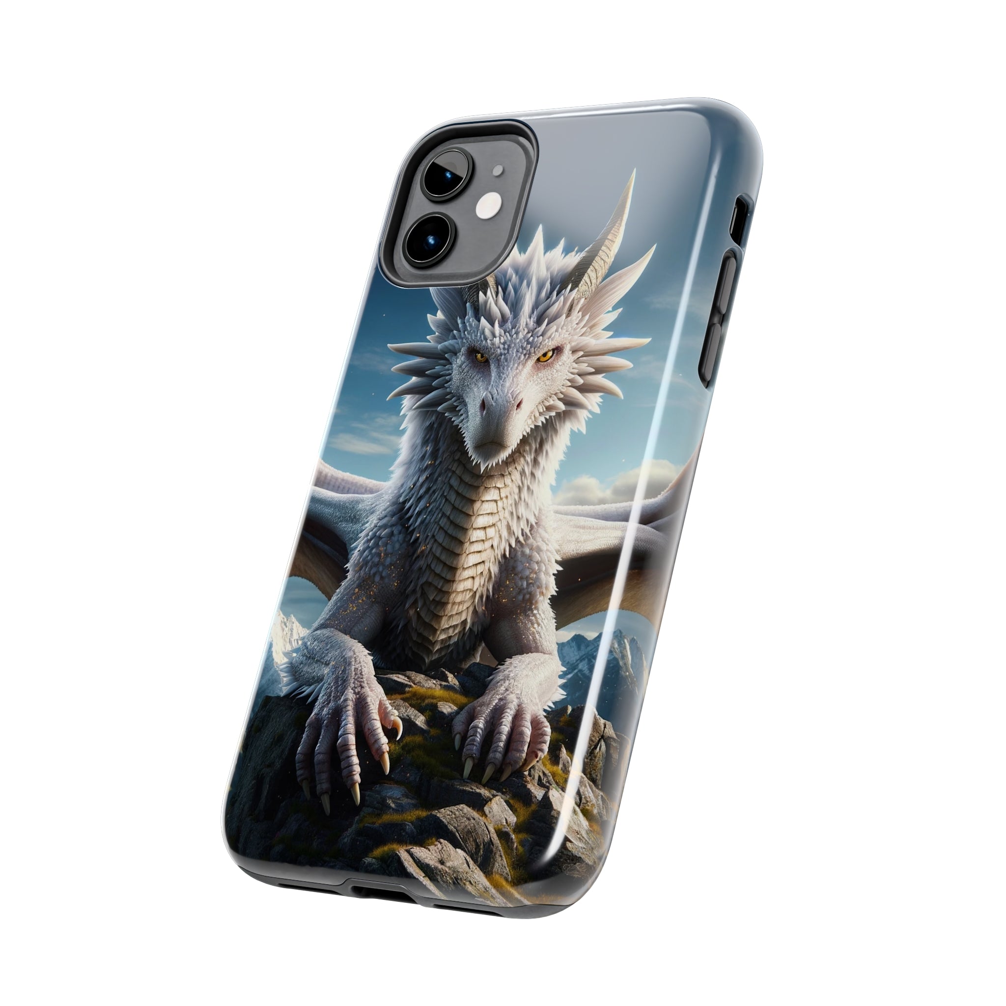 White dragon on a rock - Tough Phone Case