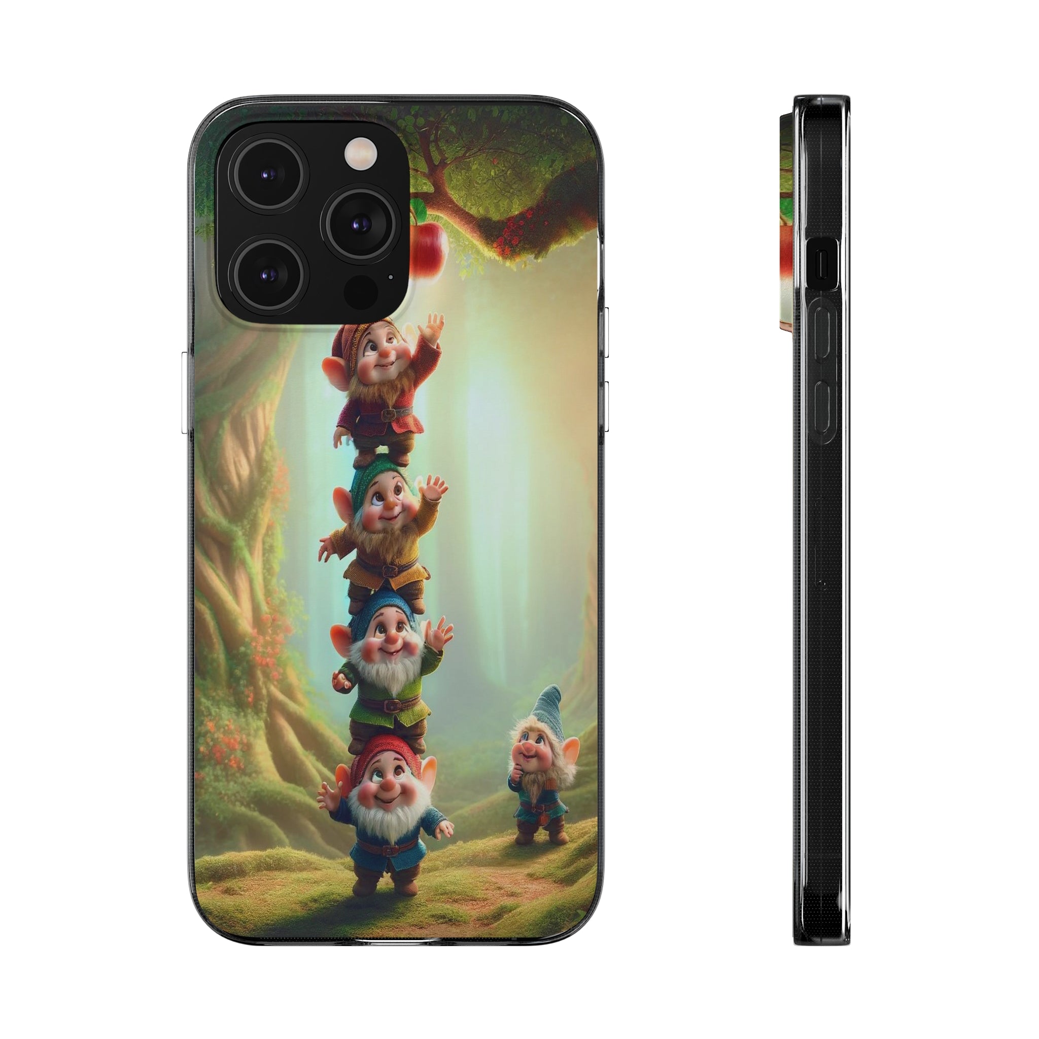 Gnomes reaching an apple - Soft Phone Case