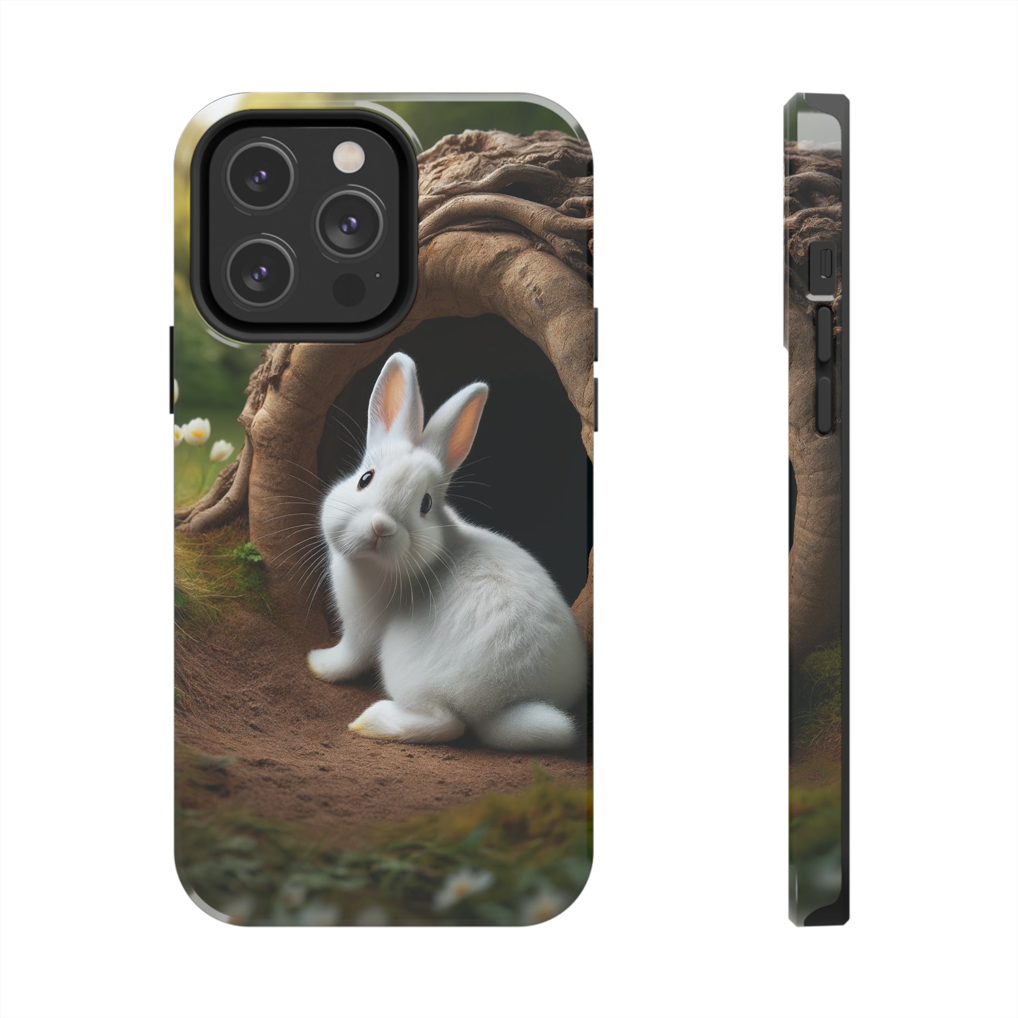 White curious rabbit - Tough Phone Case